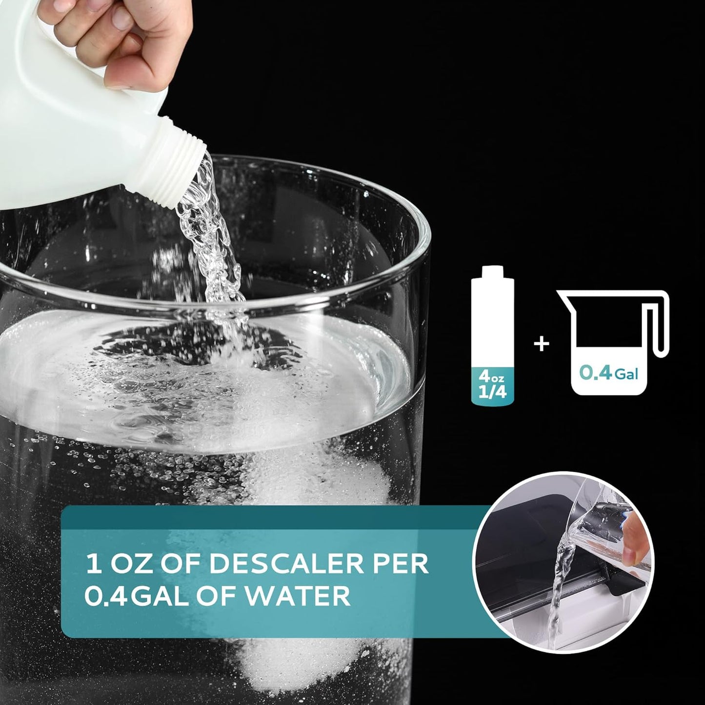 EUHOMY 32 Uses Ice Machine Cleaner Descaler (1 Gallon / 3.75L), 128 Fl OZ Ice Maker Cleaner, Ideal Universal Descaling Solution for All Brands Ice Maker, Single Use Coffee and Espresso Machines