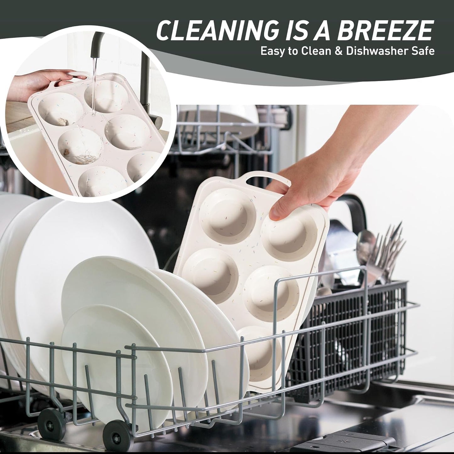 2 Packs 6 Cups Silicone Muffin Pan with Metal Reinforced Frame Jumbo Size Cupcake Pan Tray Egg Bites Silicone Circle Cookie Molds Muffin Tin Tart Pans Large Big Baking Sheet Set for Breakfast