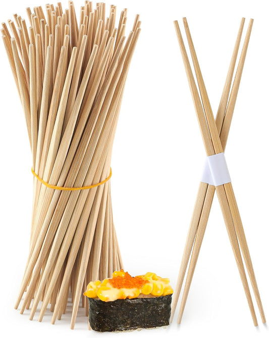 100Pairs Bamboo Chopsticks Disposable | Japanese | Sushi | Separated | Non Slip | Pointed Chopsticks-（9.45in）
