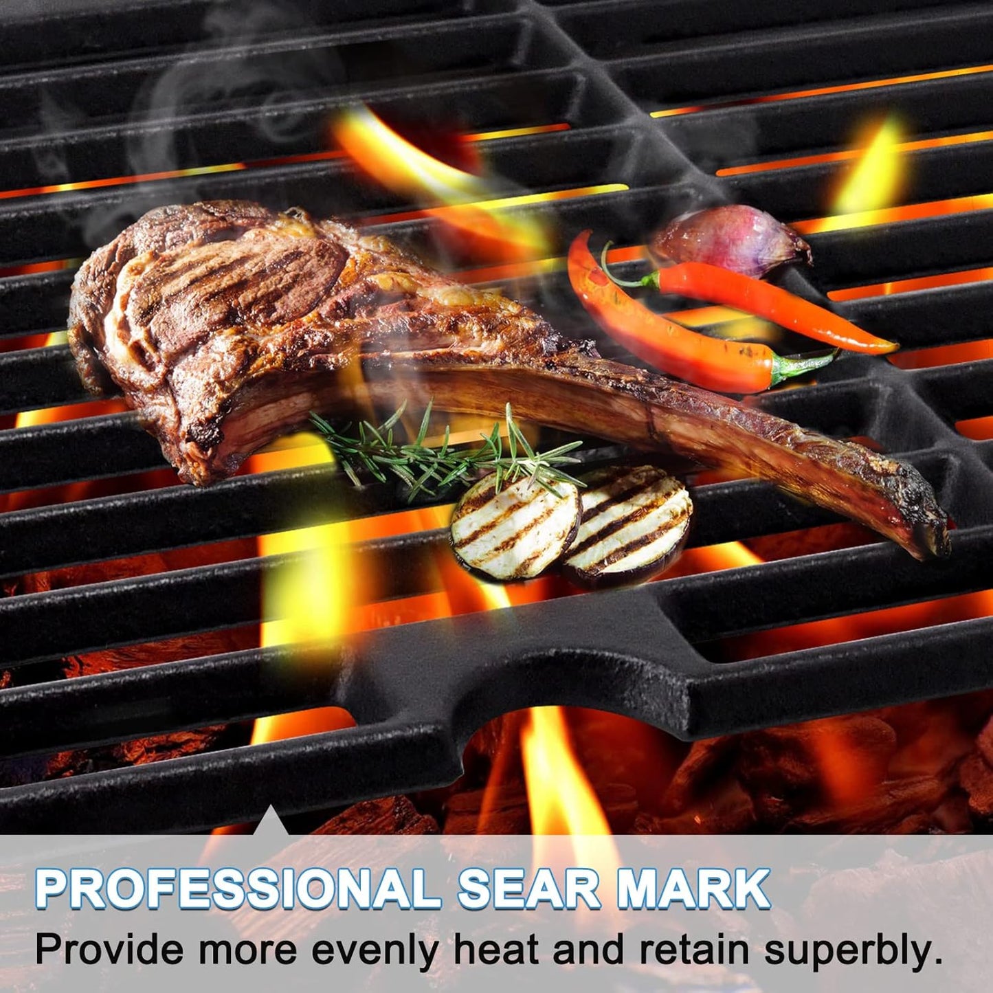 Adviace 18 Inches Grill Grates Replacement for Charbroil Performance 463377319, 463376419, 463376519, 463376319, Cast Iron Cooking Grid Grates for Char-Broil G470-0002-W1, G470-0003-W1, G321-0005-W1.