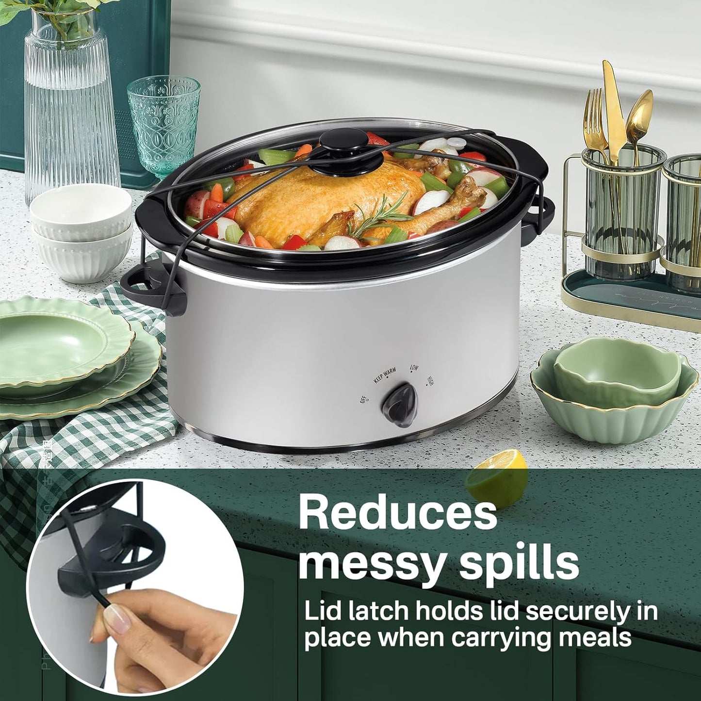 Black Lid Latch Strap Rubber Band Fit for Hamilton Beach Crock Pot Slow Cooker 6, 7, and 8 quart models, including 33167, 33172, and 33176（2PC）