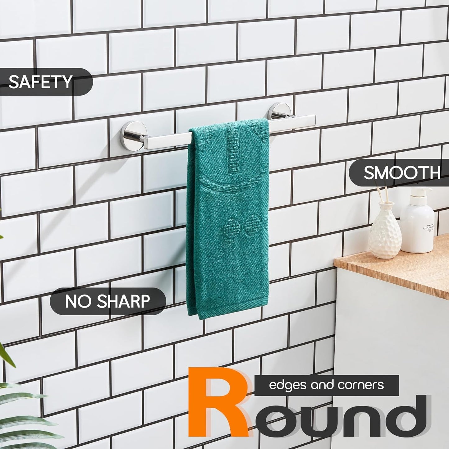 12 Inch Bathroom Towel Bar Bath Towel Rack Kitchen Towel Holder Towel Ring Wall Mounted SUS304 Stainless Steel Polished Chrome AN4001CH-L12