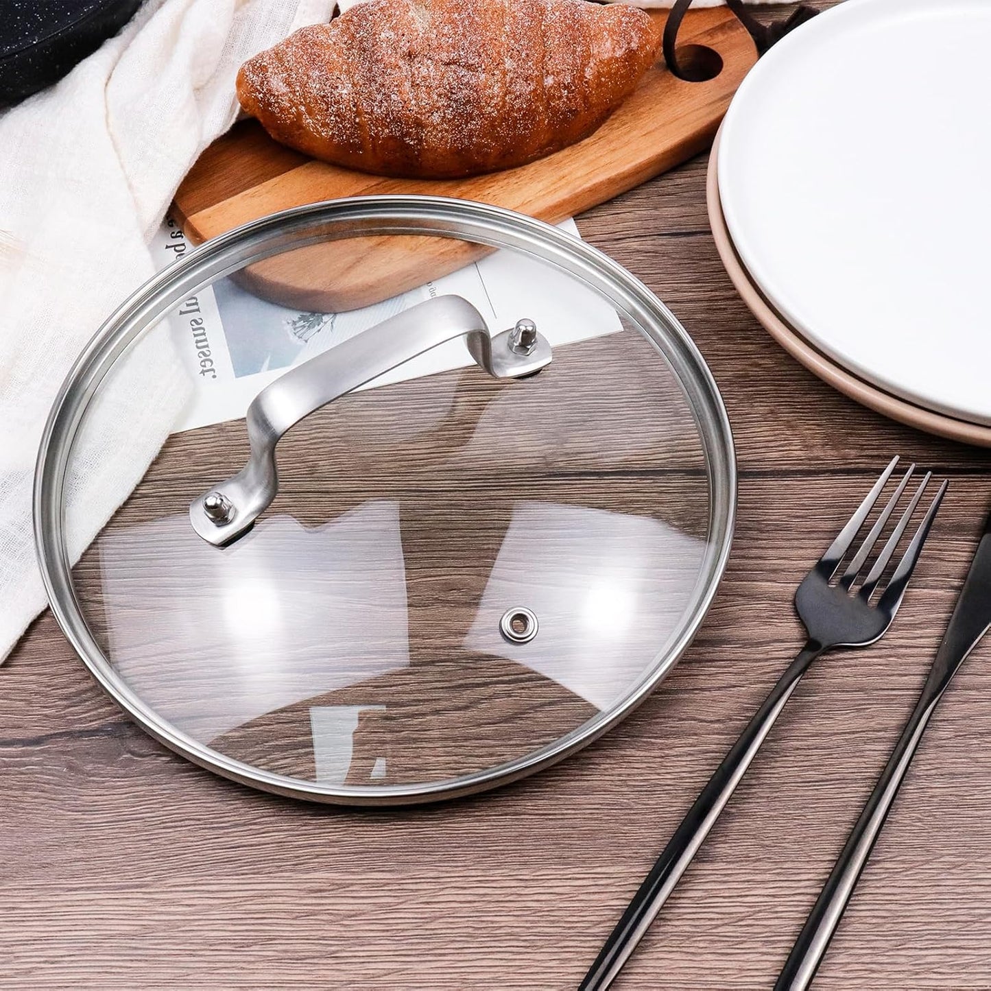 Antrader Tempered Glass Lid,9" Glass Covers for Pots,Pans and Skillets,1Set,Clear