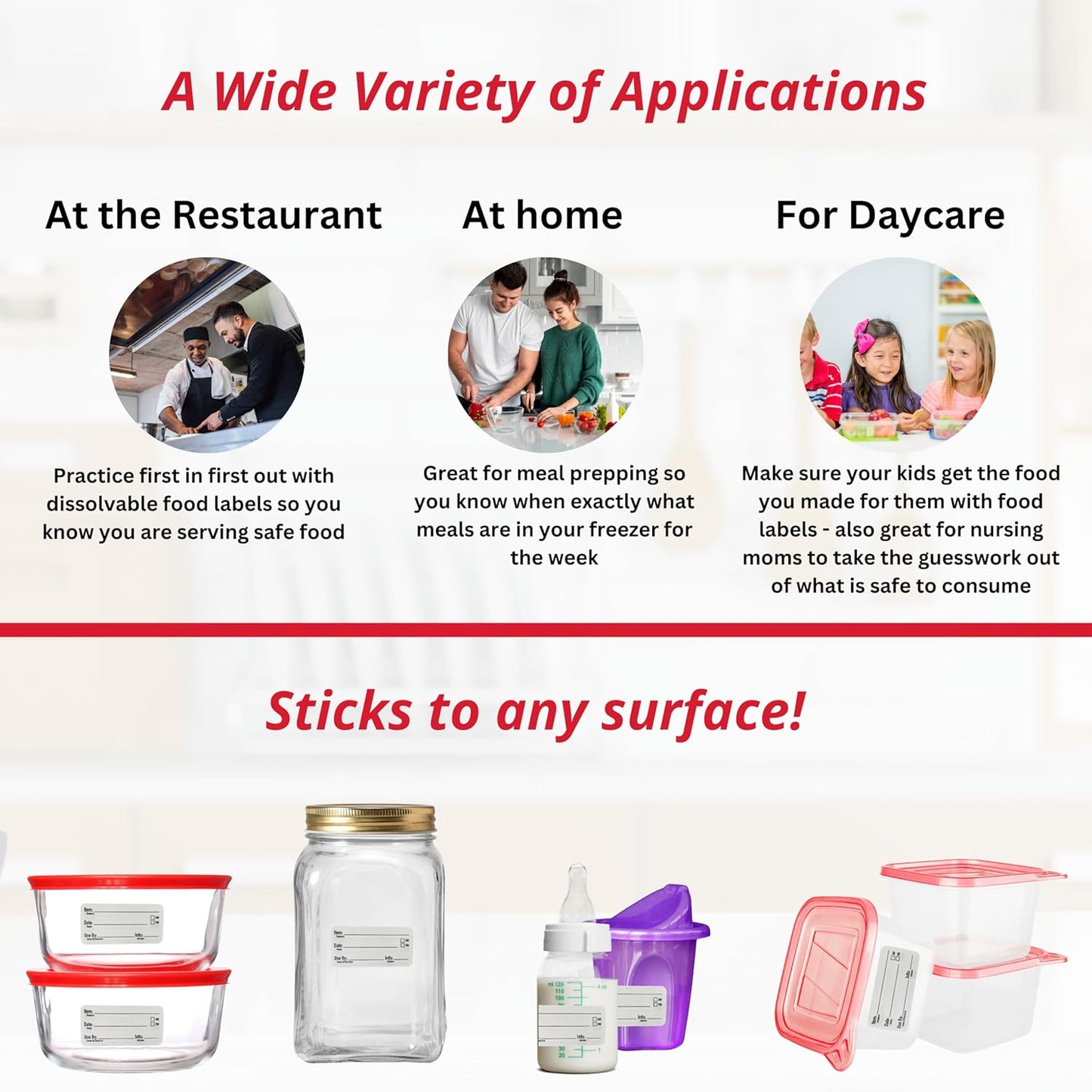 2x1 Dissolvable Food Labels, 500 Label Stickers, Bottle Labels for Storage Bins, Sticker Labels for Food containers, (500, Green)