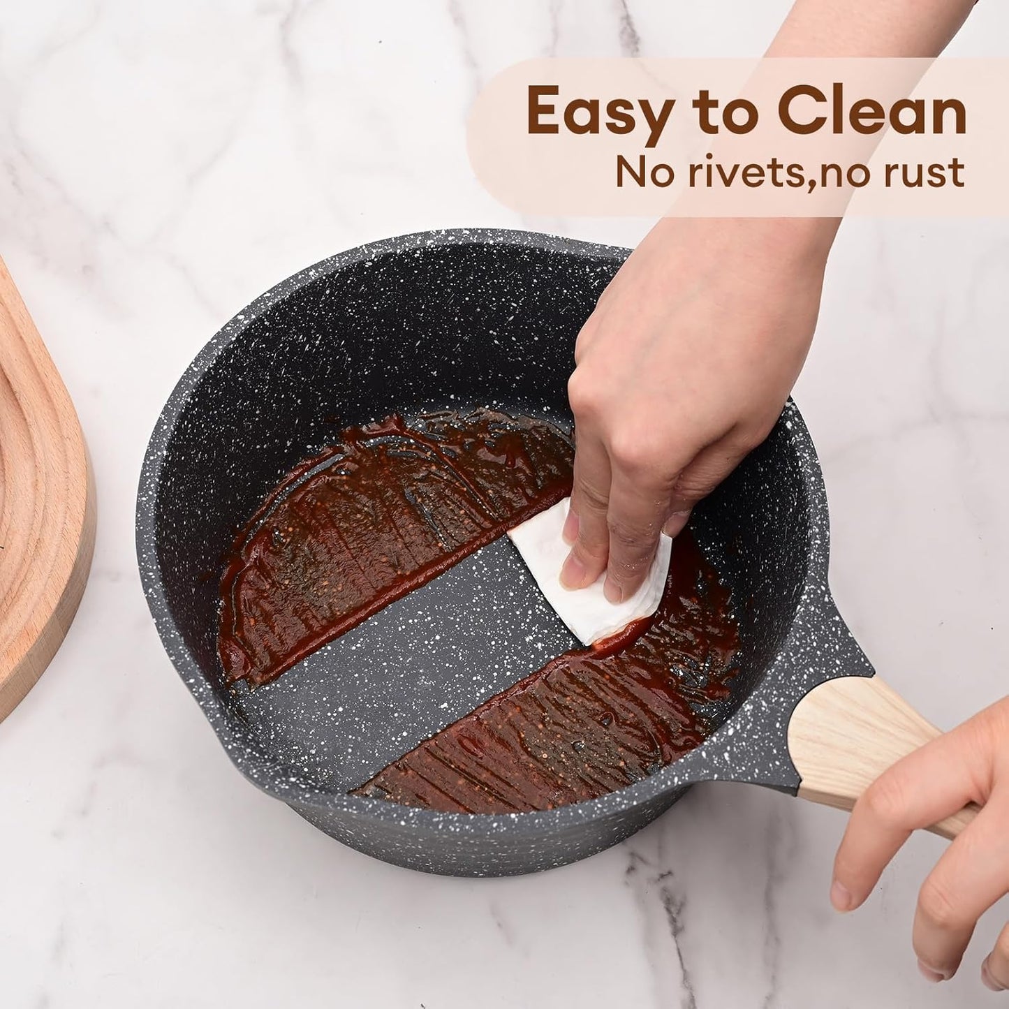 JEETEE 2.5 Quart Saucepan with Steamer Basket, Small Sauce Pot with Lid，Nonstick Coating with Pour Spout, Induction Compatible Cookware Sauce Pan for Cooking, PFOA/PFOS Free