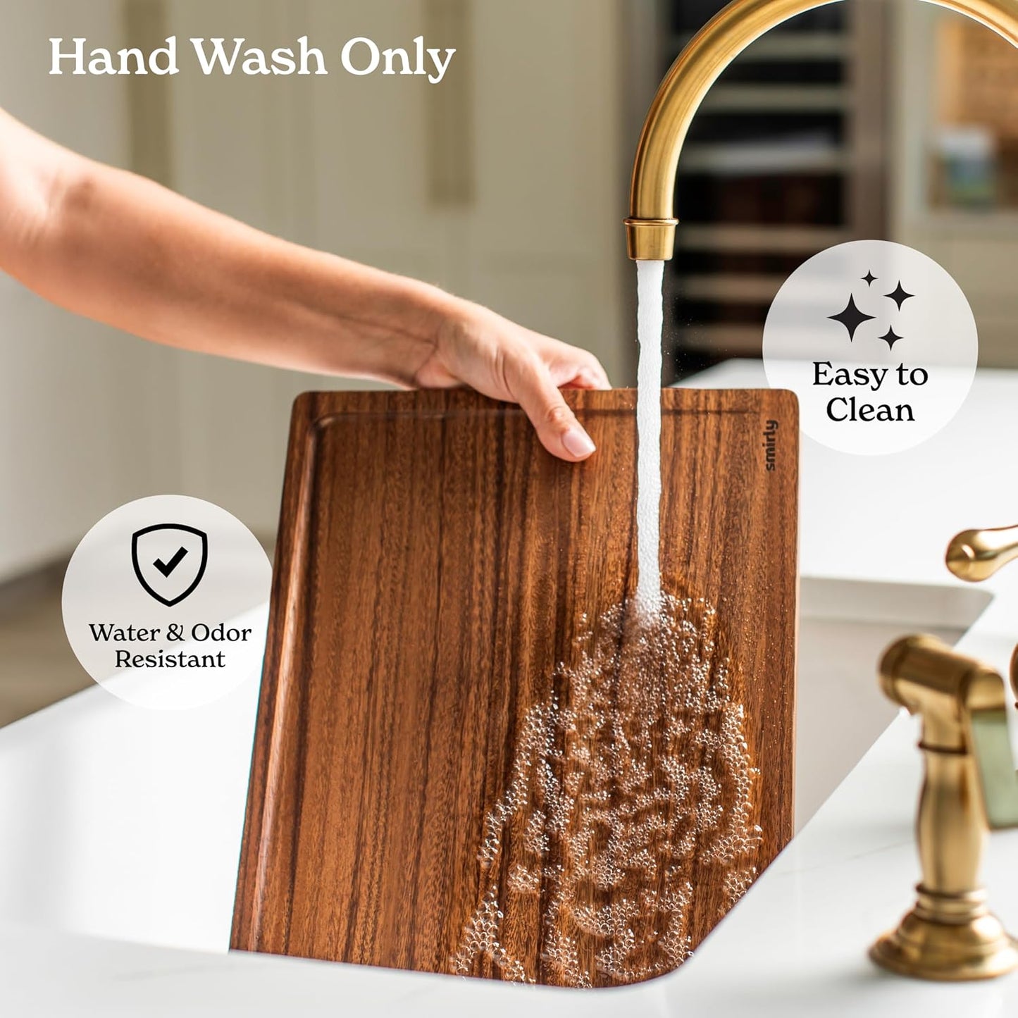 SMIRLY Walnut Wood Cutting Boards for Kitchen, Set of 3 with Holder Large - Small, Walnut Wooden Cutting Board Set with Deep Juice Grooves, Non Toxic Serving Tray, Perfect Mother's Day Gifts