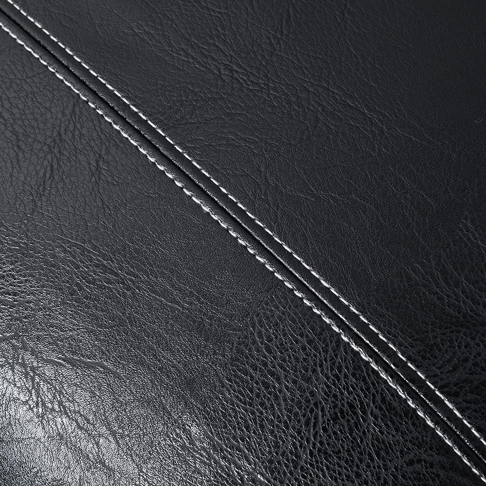 Fancy Homi Black Long Lumbar Faux Leather Decorative Throw Pillow Covers 14x24 Inch for Living Room Couch Bed Sofa, Boho Farmhouse Home Decor, Hand Stitched Rectangle Cushion Case 35x60 cm