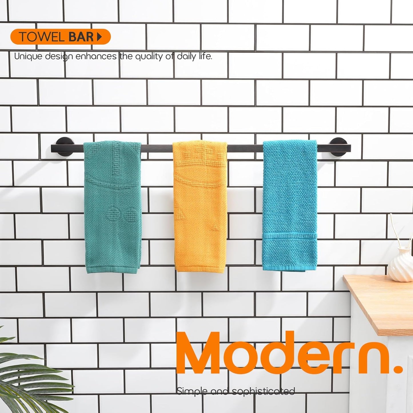 32 Inch Bathroom Towel Bar Bath Towel Rack Kitchen Towel Holder Long Towel Rails Wall Mounted SUS304 Stainless Steel 2 Pack Oil Rubbed Bronze AN4001ORB-L32-P2