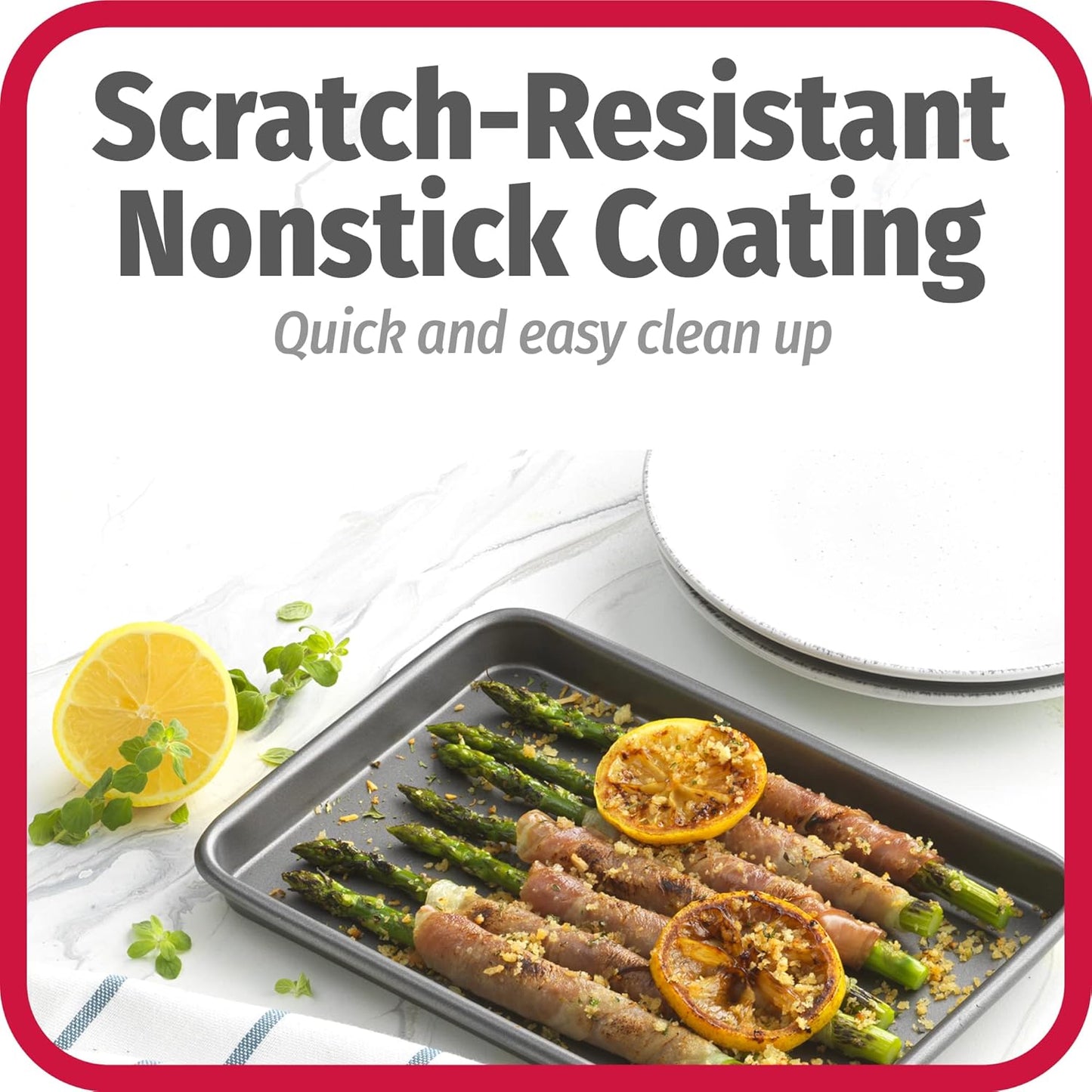 GoodCook Set of 2 Nonstick Steel 9" x 6.2" Toaster Oven Mini Baking Sheets with Racks, Gray