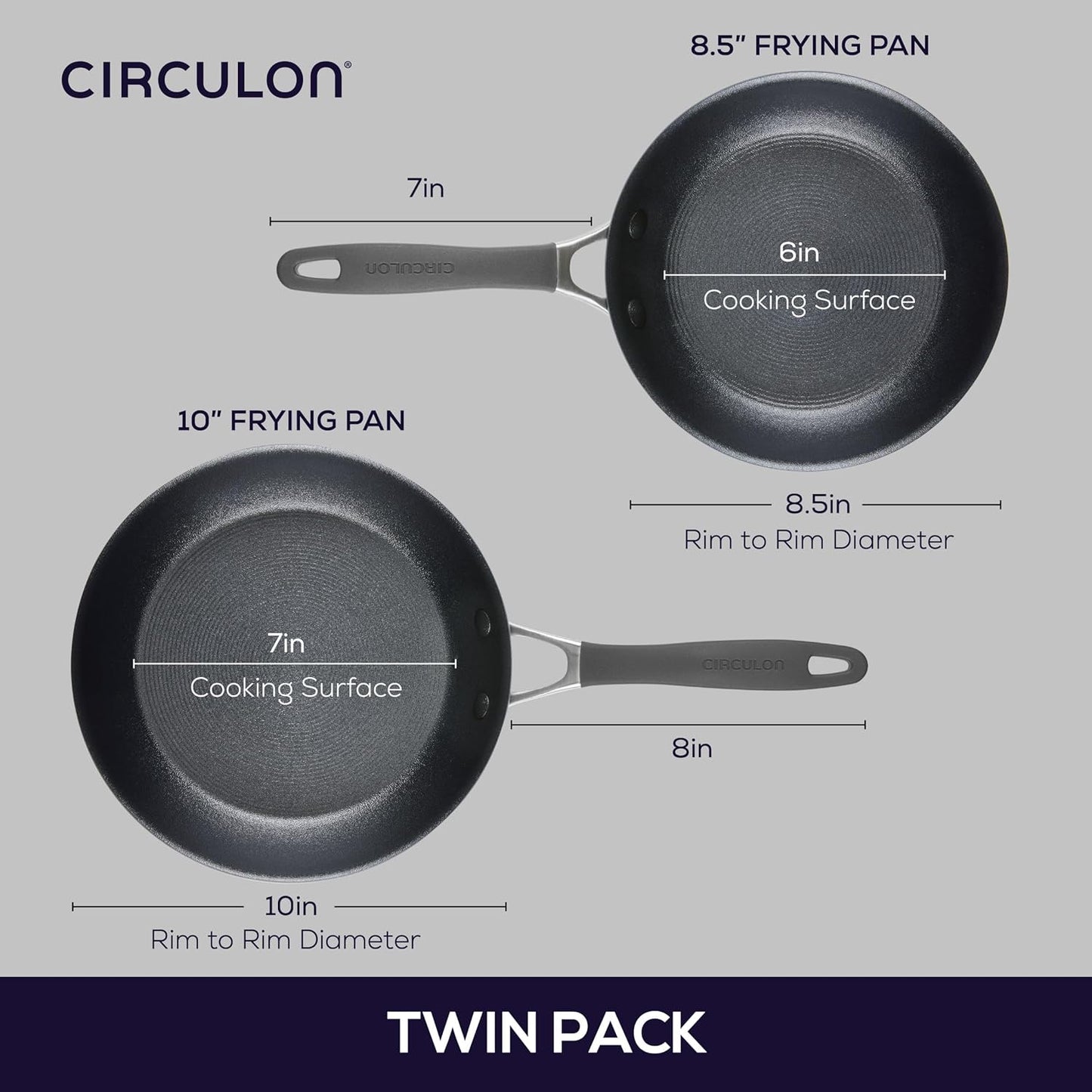 Circulon A1 Series with ScratchDefense Technology Nonstick Induction Frying Pans/Skillet Set, 8.5 Inch and 10 Inch - Graphite, Skillet Set (8.5" & 10")