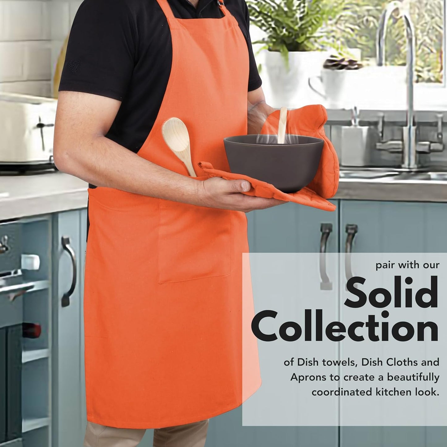 Native Fab 4 Piece Set - 2 Oven Mitts & 2 Potholders, Heat Resistant, 100% Cotton, Quilted Design, Non-Slip Grip, Machine Washable, Ideal for Baking, Cooking, BBQ, Kitchen Protection - Orange