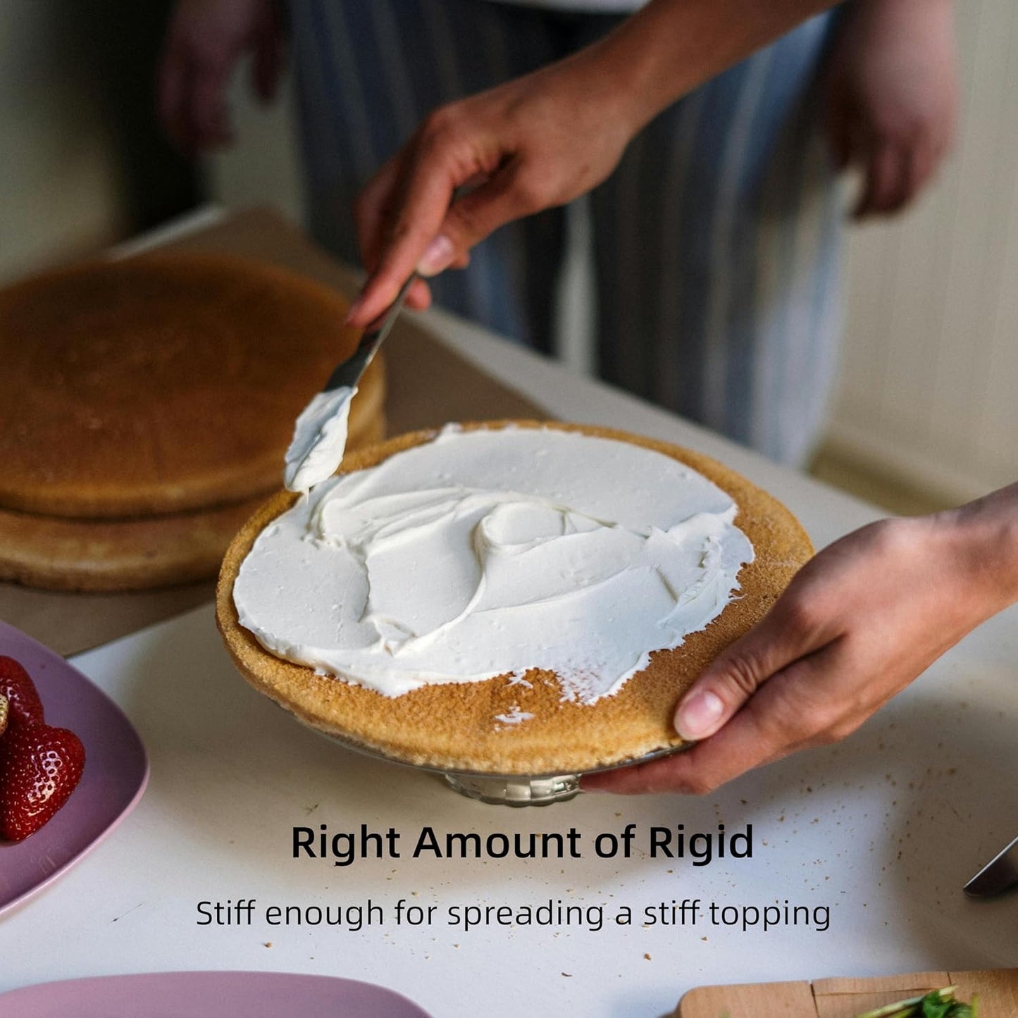 Straight Icing Spatula Stainless Steel Baking Set of 6", 8" & 10" Wooden Handle Cake Decorating Frosting Spatulas