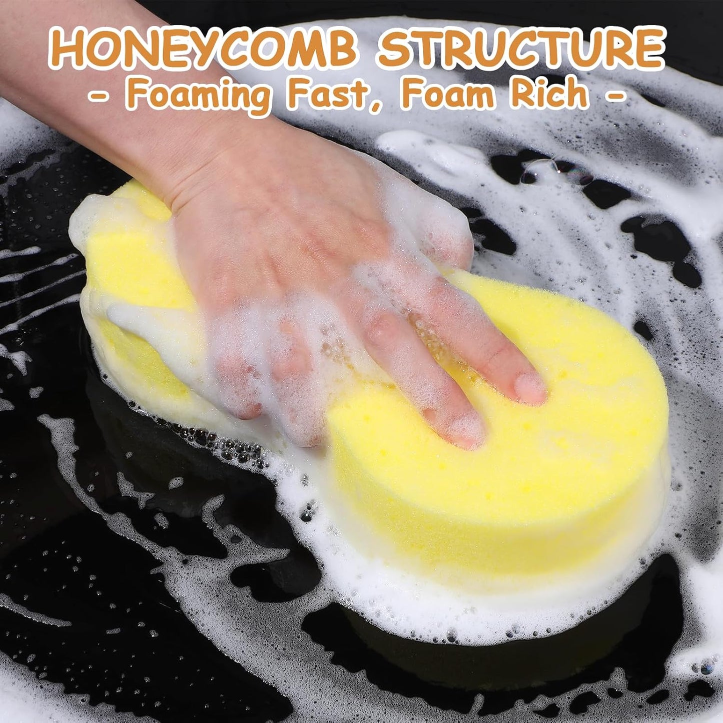 30 Pcs Large Car Wash Sponge, Multi Purpose Car Cleaning Sponge, Non-Scratch Thick Dish Sponge Household Cleaning, High Foam Cleaning Sponge Washing Sponge for Kitchen Bathroom Cars(3 Colors)