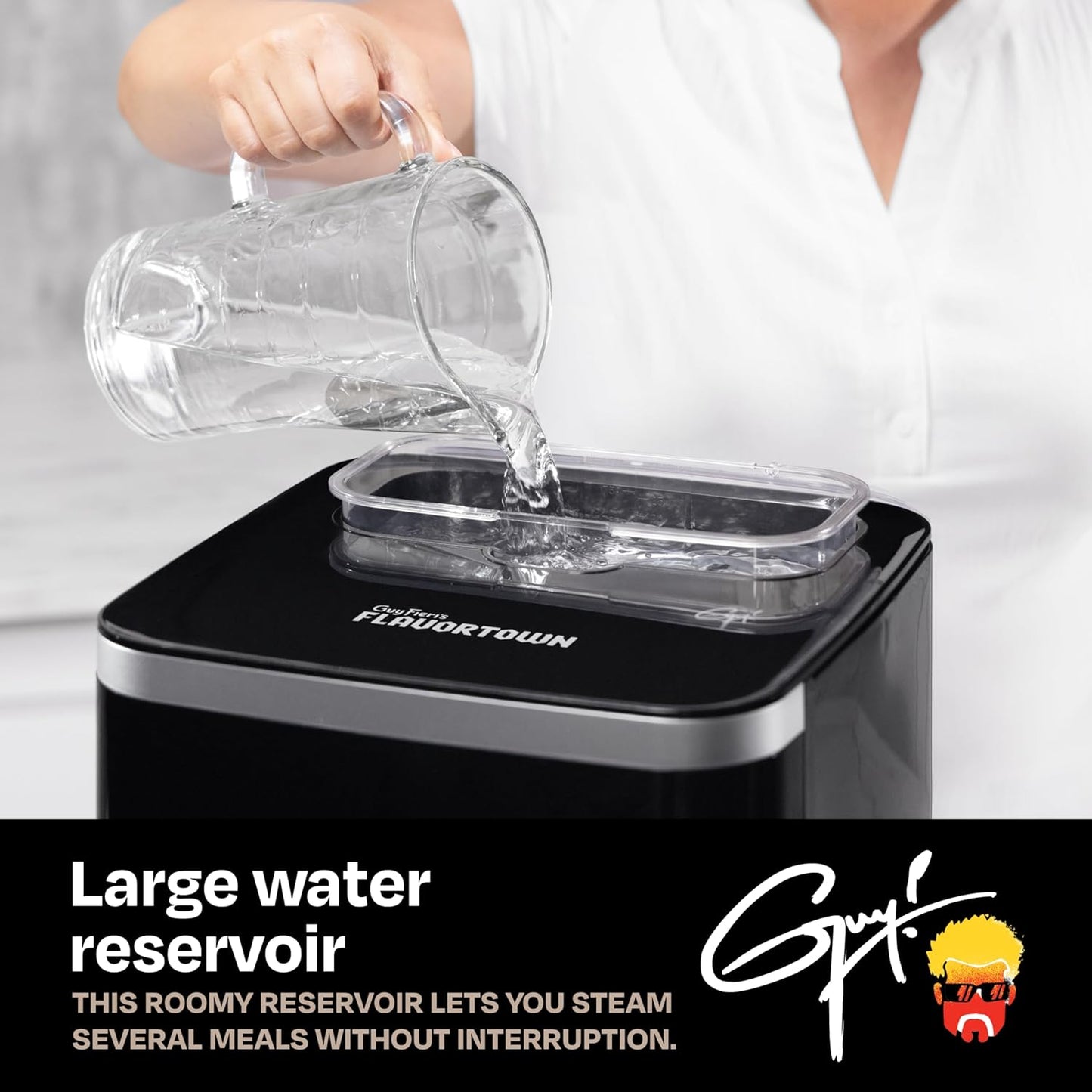 Guy Fieri's Flavortown 6.5 Quart Steam Air Fryer with Moisture Lock Technology – Programmable Steamer and Air Fryer Combination, Temperature Control, 10-Presets, 1700 Watts