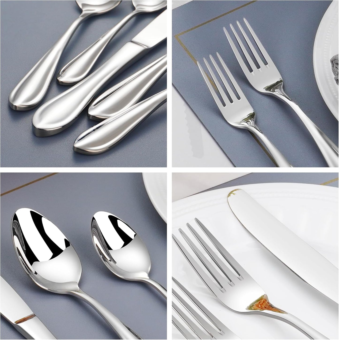 60-Pieces Heavy Duty Silverware Set for 12, 18/10 Stainless Steel Flatware, Forged Thick, Dishwasher Safe, Ideal for Gift