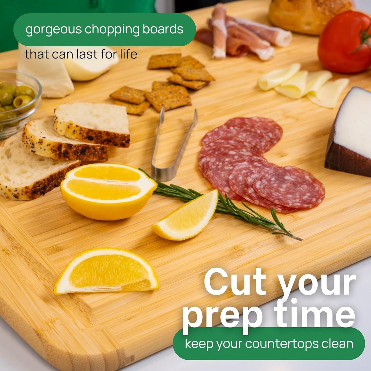 GREENER CHEF 30 Inch 3XL Extra Large Cutting Board with Lifetime Replacements - Oversized Bamboo Stove Top Cover Noodle Board - Wooden Meat Cutting Board - Turkey Carving Board - Charcuterie Board