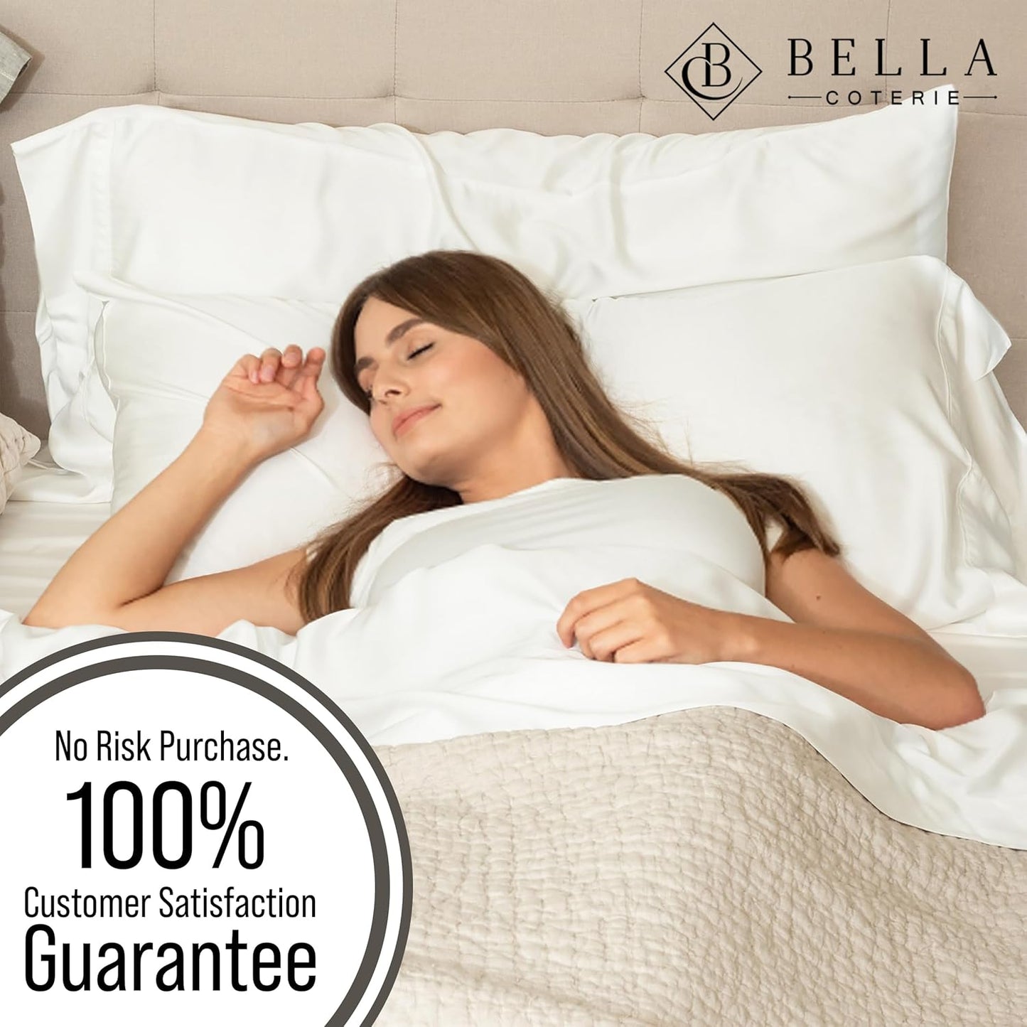 Bella Coterie Luxury Bamboo Viscose Cal King Size Sheet Set | 100% Organically Grown | Ultra Soft | Cooling for Hot Sleepers | 18" Deep Pocket [Ivory]