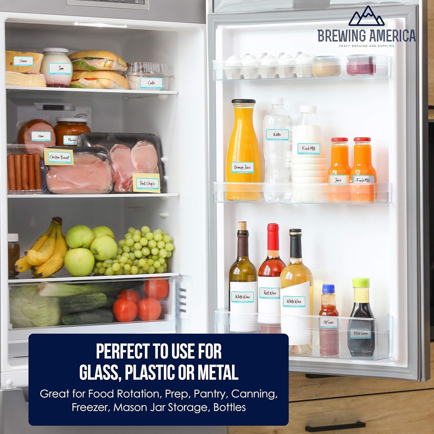 Dissolvable Food Labels for Food Containers - Made in USA - 1x2 Great for Food Prep, Pantry, Canning, Freezer, Mason Jar Storage, Bottles and Rotation– No Scrubbing, No Residue - Teal