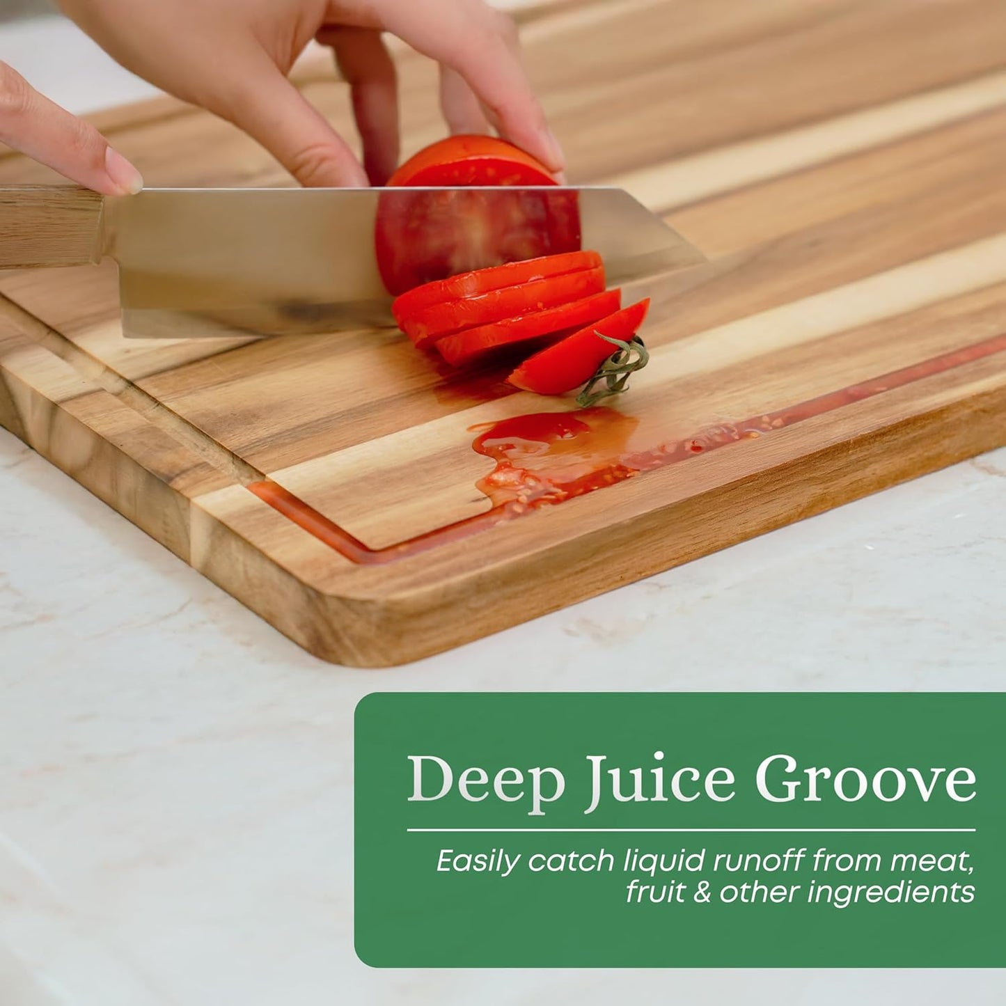 VieWood Acacia Wood Cutting Board Set of 3 for Kitchen, Butcher Block Cutting Board with Juice Grooves, Wooden Tray for Charcuterie Cheese, Meat, Pre-oiled Chopping Board, Durable, Knife-Friendly