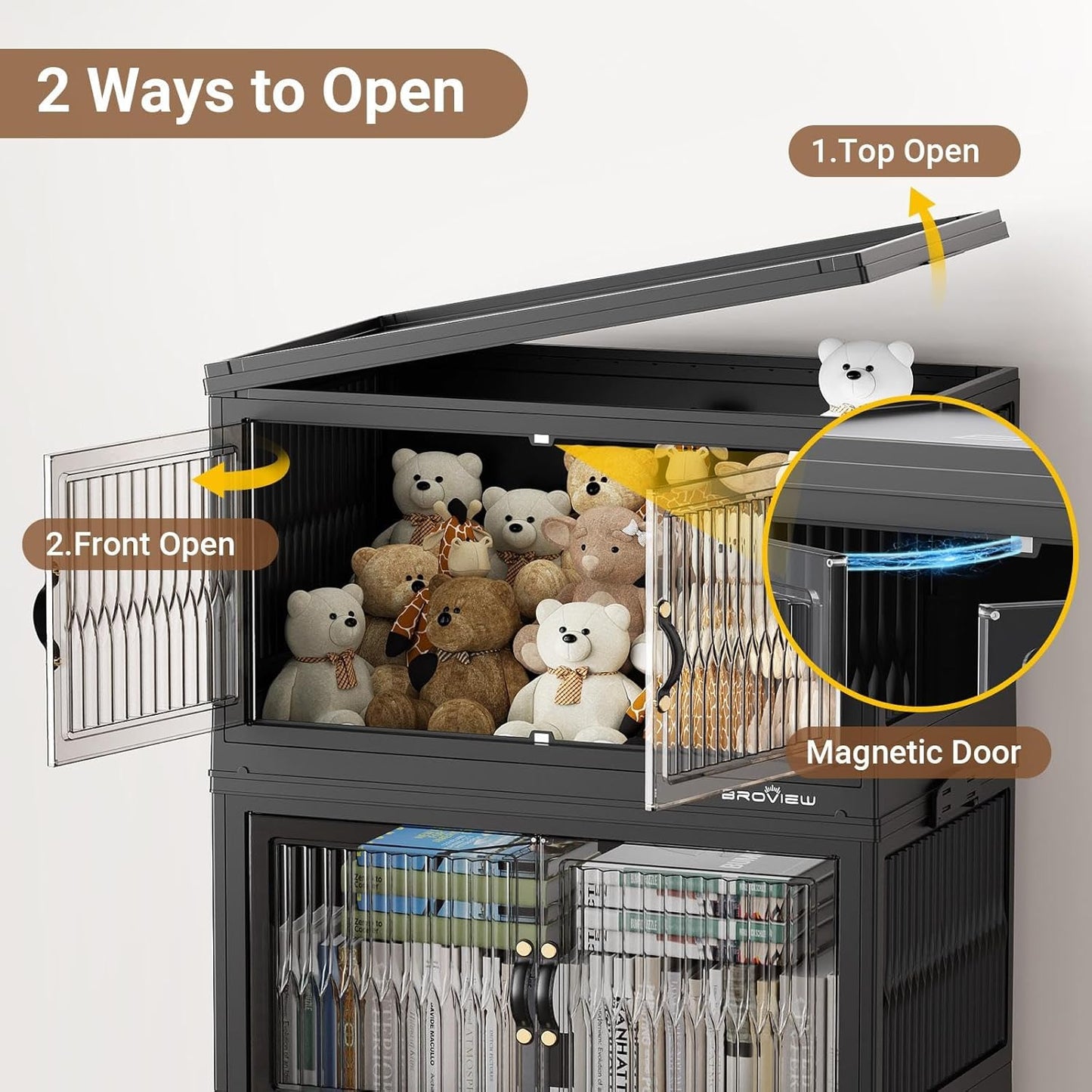 600Qt Stackable Storage Bins with 5 Lids, Extra Large Closet Organizer Collapsible Drawer Boxes with Wheels, Folding Plastic Cabinet Containers for Home Kitchen Room Organization, 5Pack Black