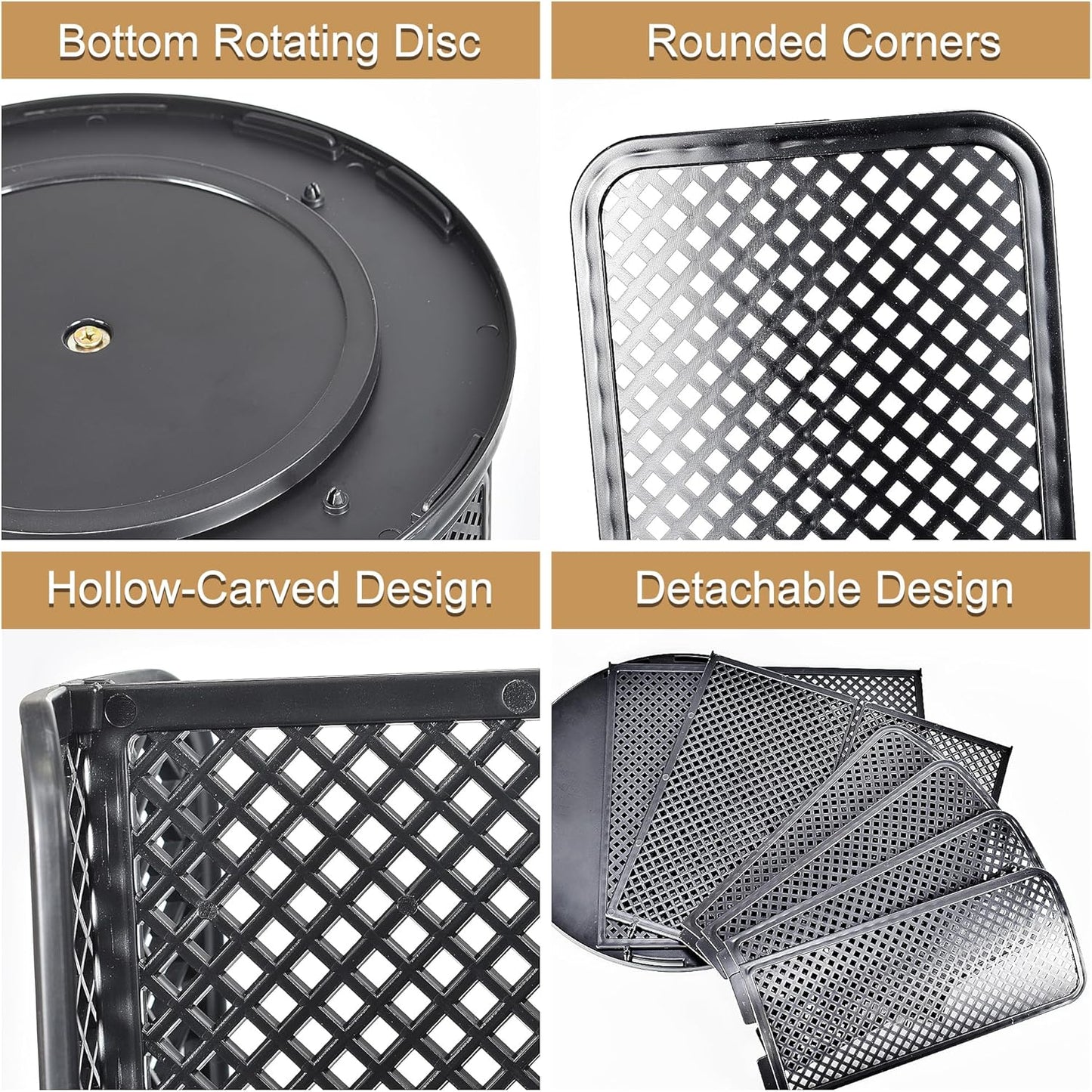 Cup and Lid Organizer, 360° Rotatable Coffee Cup Holder for Disposable Plastic and Paper Cups of 5 to 16 oz, 4 Compartments Detachable Countertop Cup Dispenser Coffee Station, Black