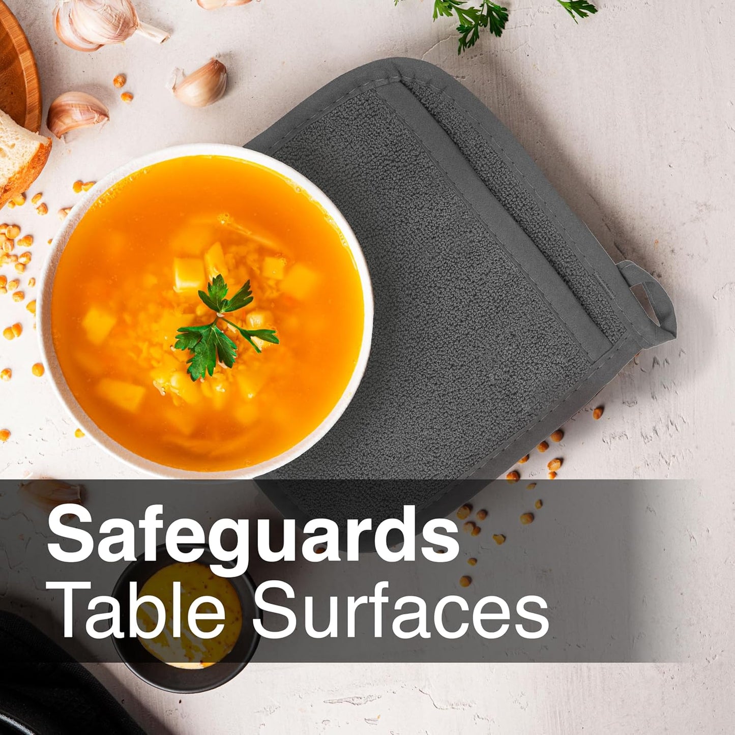 RITZ Terry Pocket Mitt & Hot Pad: Unparalleled Heat Resistant, Durable 100% Cotton – Ergonomically Designed for Optimal Grip – Easy-Care Machine Washable – 4-Pack, Graphite