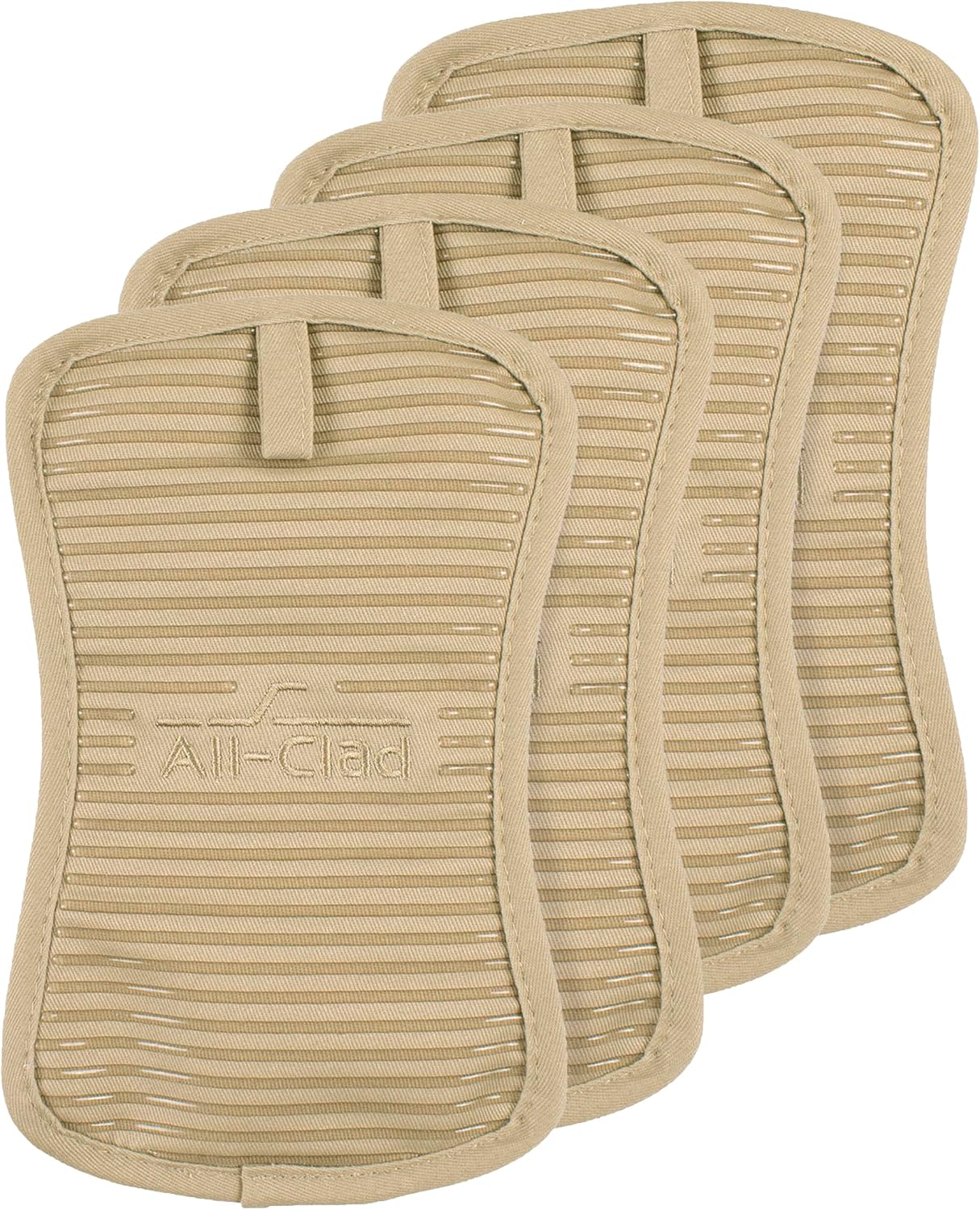 All-Clad Premium Pot Holder & Hot Pad: Heat Resistant to 500 Degrees - 100% Cotton, 10"x6.25" Hot Pad for Kitchen and Barbeque, 4-Pack, Cappuccino