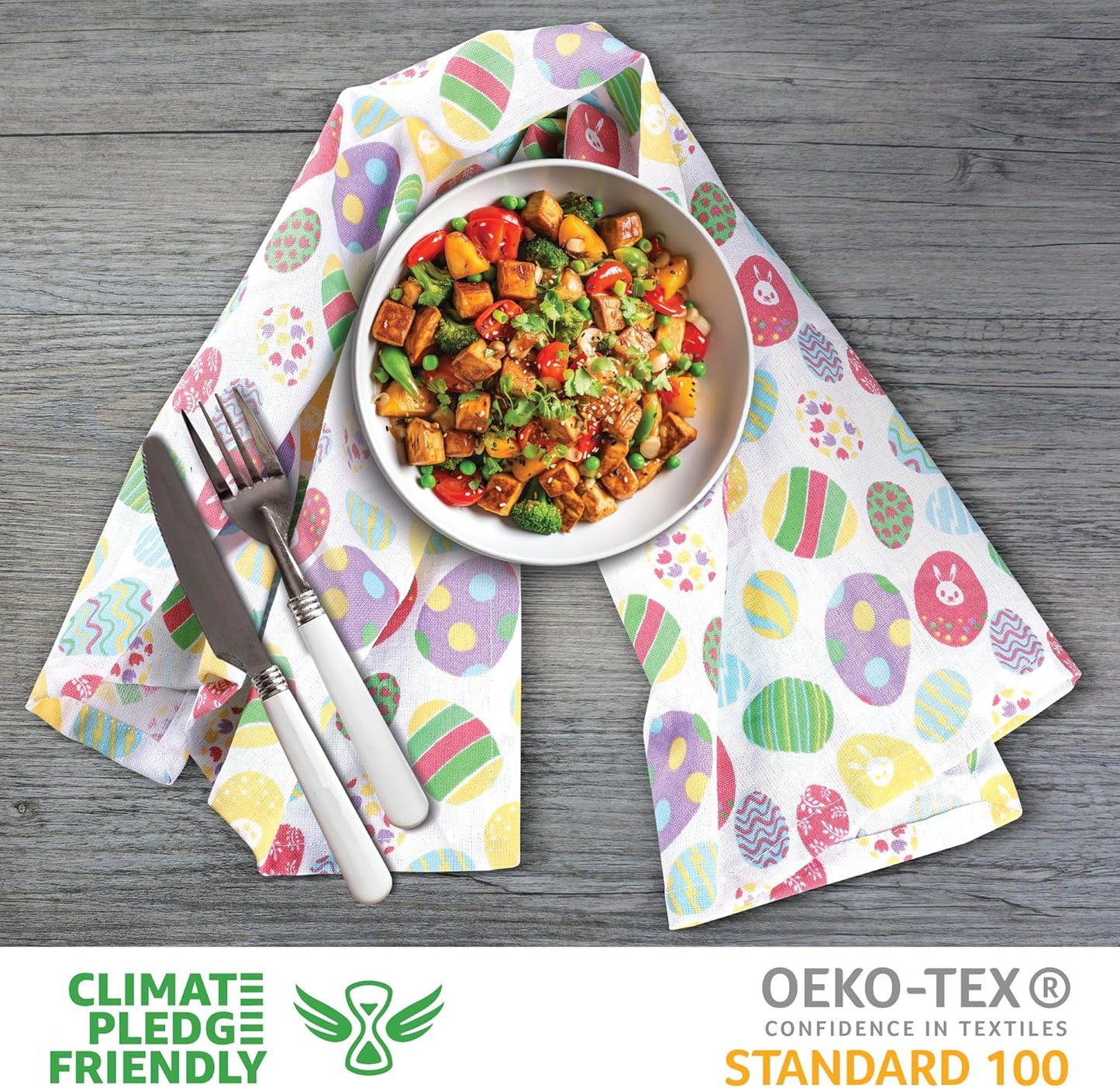 Urban Villa Kitchen Towels Set of 6 Dish Towels for Kitchen 100% Cotton Easter Print Kitchen Towels Mitered Corners Oversized 20X30 Inches Kitchen Towels Highly Absorbent Kitchen Hand Tea Towels