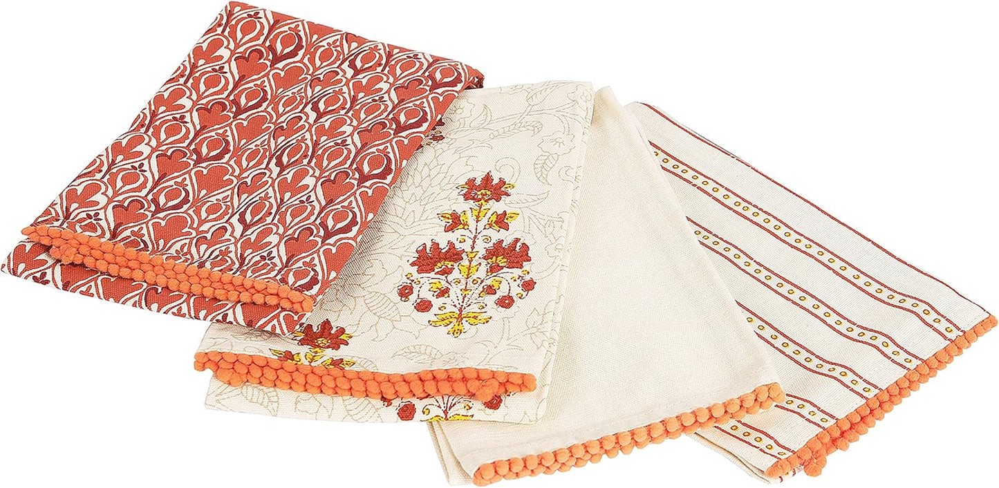 Kitchen Towels Dish Towels - Beige & Red Tea Towels for Spring-Printed Oversized Kitchen Decor Towels 18"x28" Pack of 4 Kitchen Counter Decor