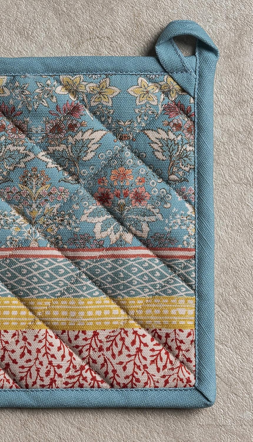 Maison d' Hermine Pot Holders 100% Cotton Heat Resistant Potholders 8" x 8" Hot Pads with Loop BBQ, Cooking, Baking, Grilling, Kitchen, Handling Hot Pans Spring/Summer (Pack of 1, Marquise)