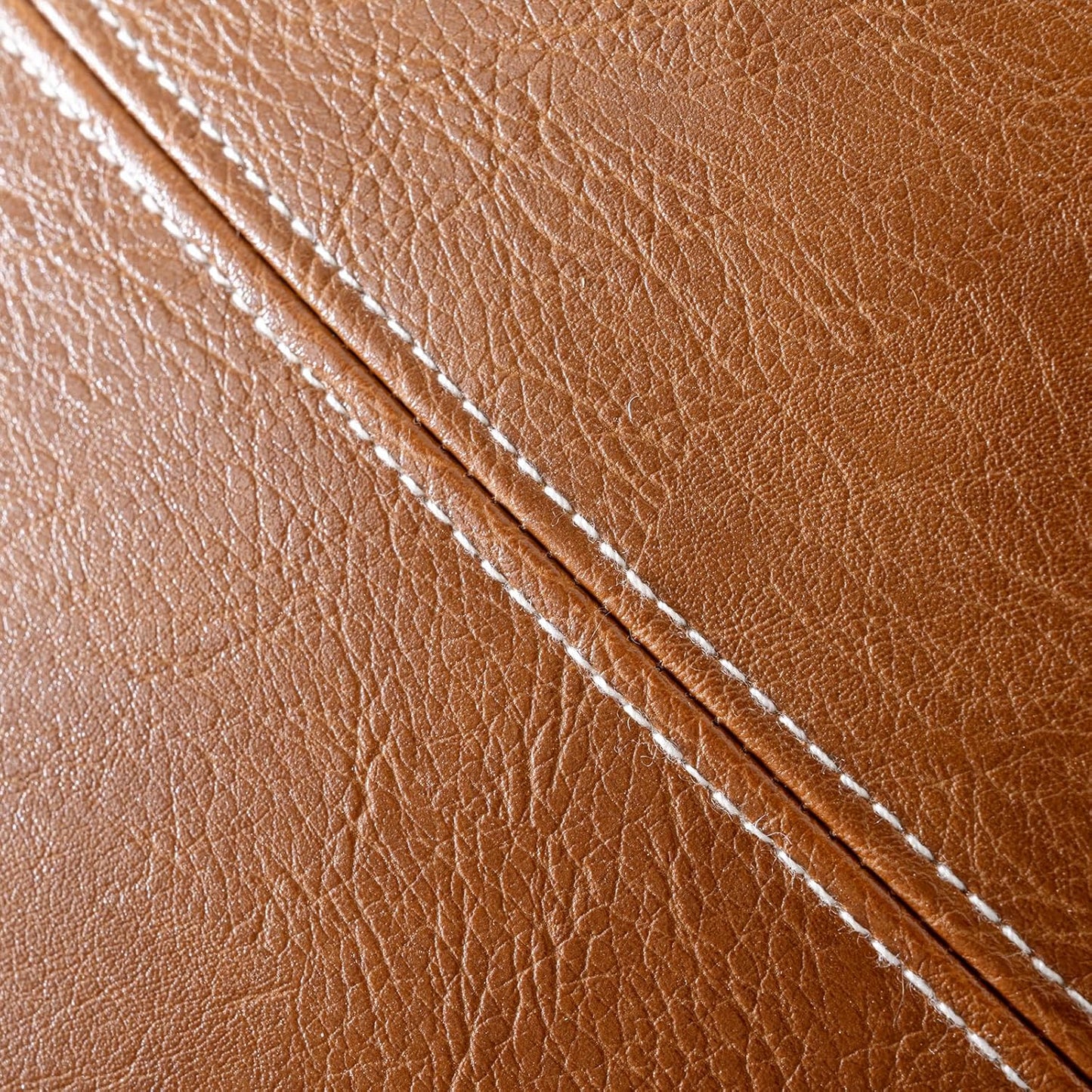 Fancy Homi Brown Boho Long Lumbar Faux Leather Body Decorative Throw Pillow Cover 14x36 Inch for Bedroom Couch Bed Sofa Bench, Hand Stitched Stylish Pillowcase, Rustic Modern Farmhouse Room Decor