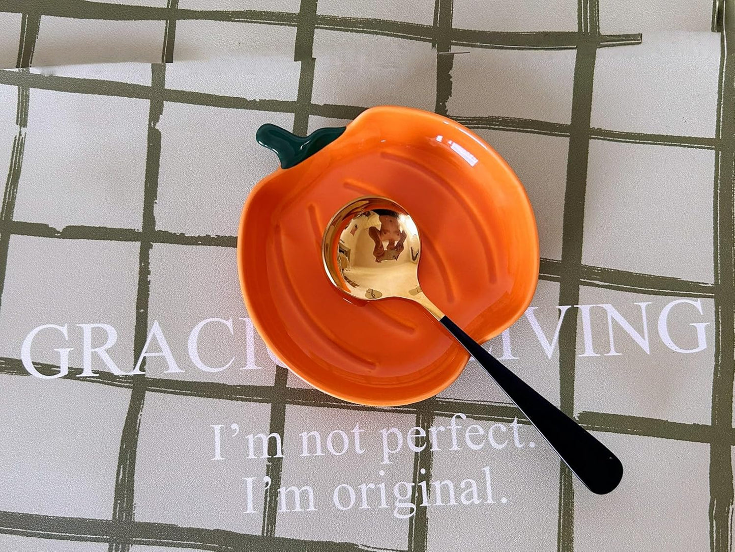 Ceramic Spoon Rest for Stove Top, Halloween Pumpkin Cute Spoon Rest for Kitchen Counter, Cooking Spoon Holder for Kitchen Counter, Utensil Rest Spatula Rest Ladle Holder Tong Rest (Orange)