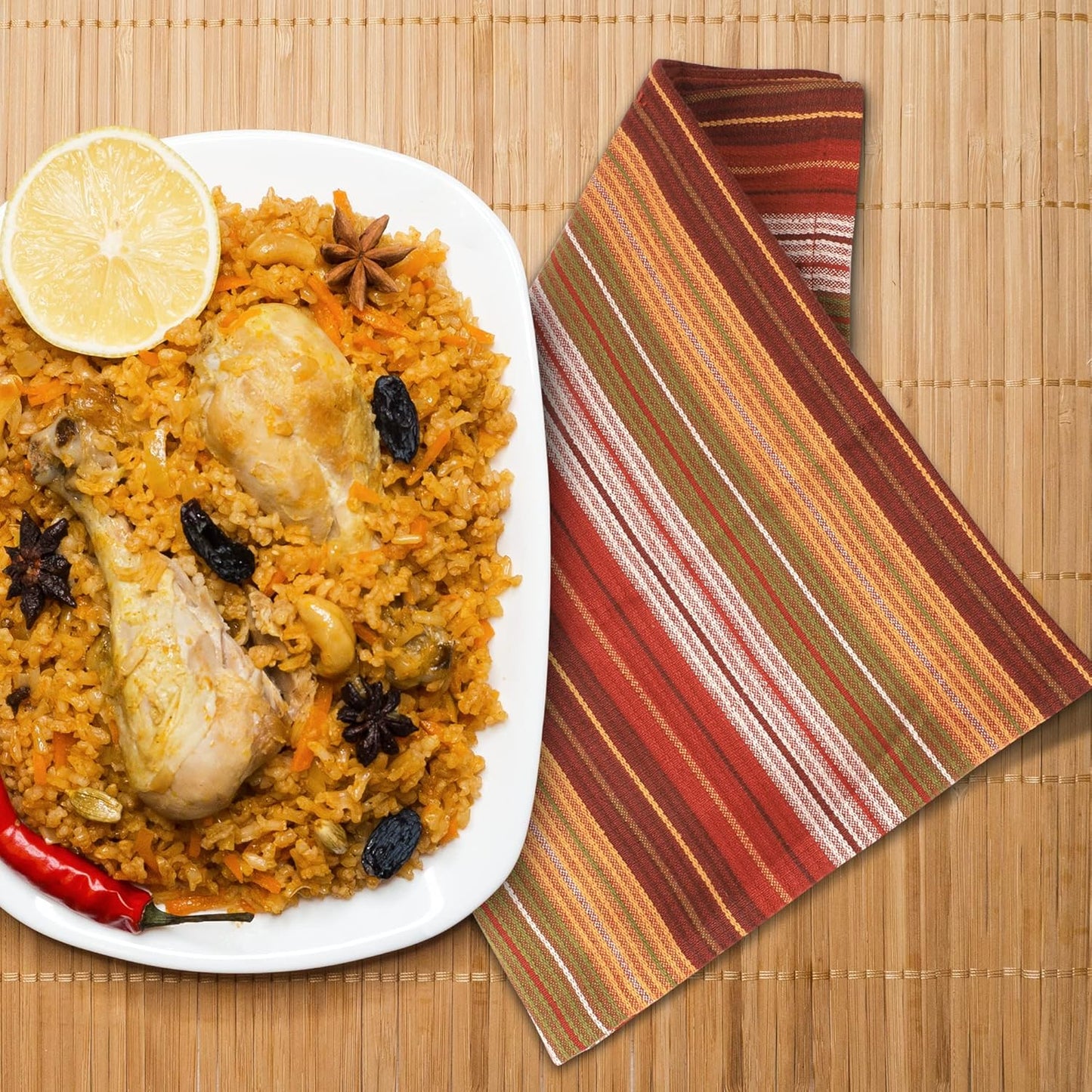 Urban Villa Fall Stripes Kitchen Towels Set of 6 20x30 Inches Over Sized Premium Quality100% Cotton Thanks Giving Day Dish Towels Mitered Corners with Hanging Loop Harvest Stripes Dish Cloths