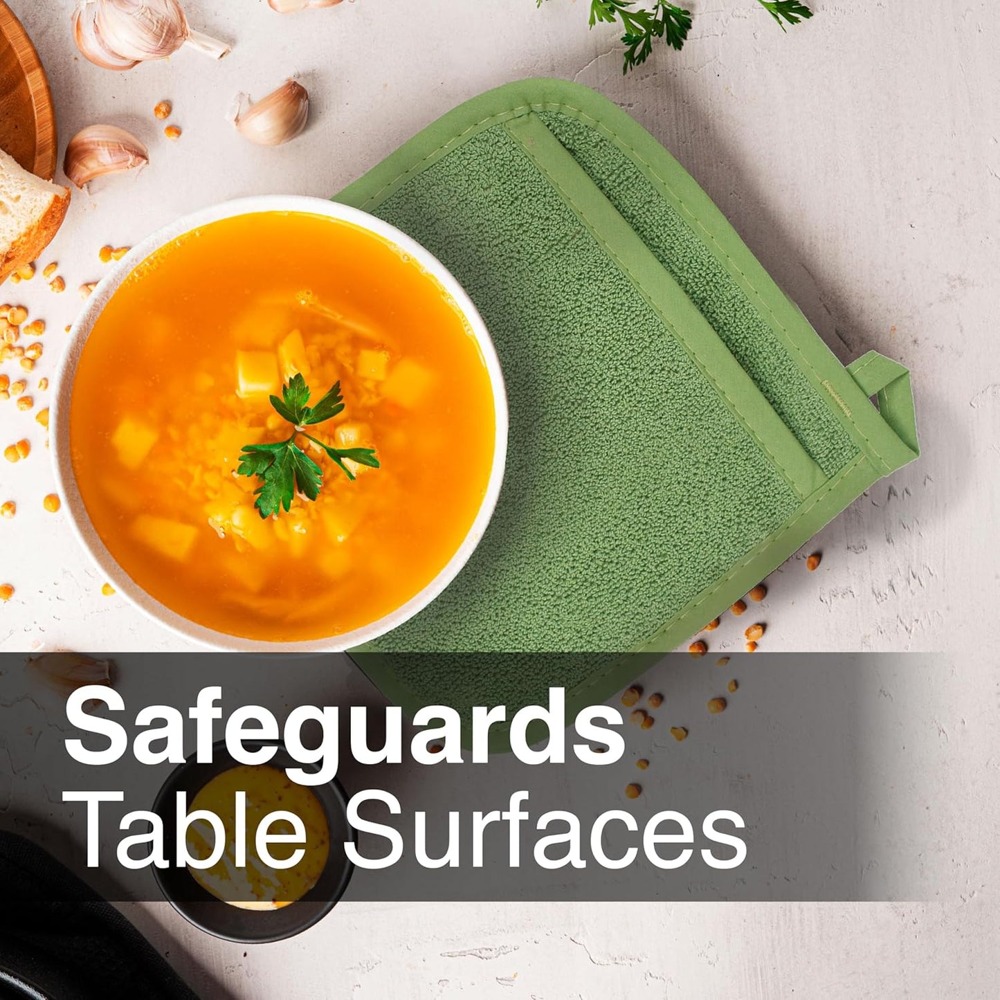 RITZ Terry Pocket Mitt & Hot Pad: Unparalleled Heat Resistant, Durable 100% Cotton – Ergonomically Designed for Optimal Grip – Easy-Care Machine Washable – 4-Pack, Cactus Green