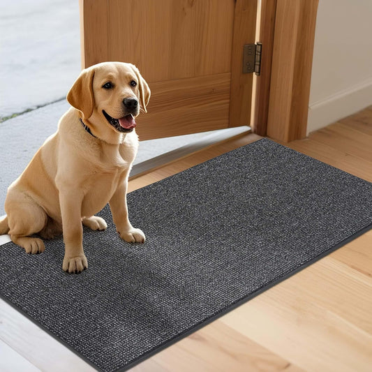 JSEI Dirt Trapper Door Mat 24"x60" Non-Slip Washable Entrance Mat, Dog Doormats, Absorbent & Fade-Resistant Floor Mats, Low Profile Welcome Mats for Entryway, Front Door, and Inside Entrance,Dark Grey