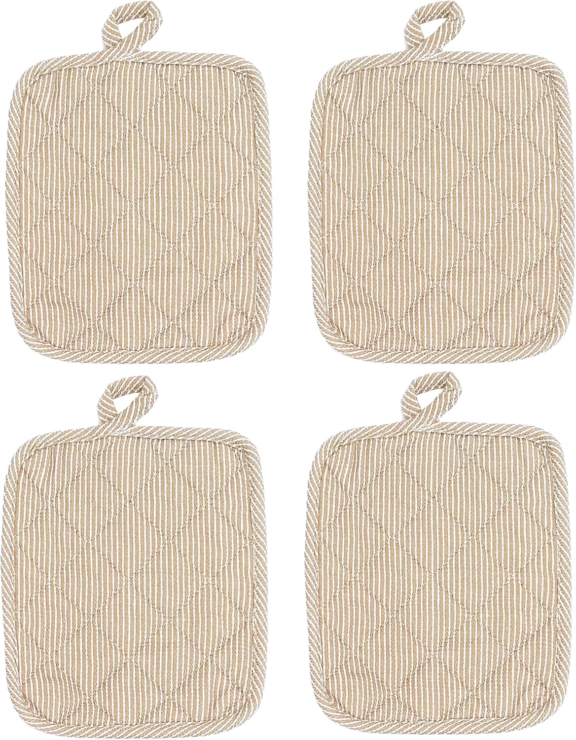 American Linen Pot Holders, Hot Pads, Table Pads for Kitchen and Dining Table, Non Slip Heat Resistant Hot Pot Holder (Beige, 4 Pack)