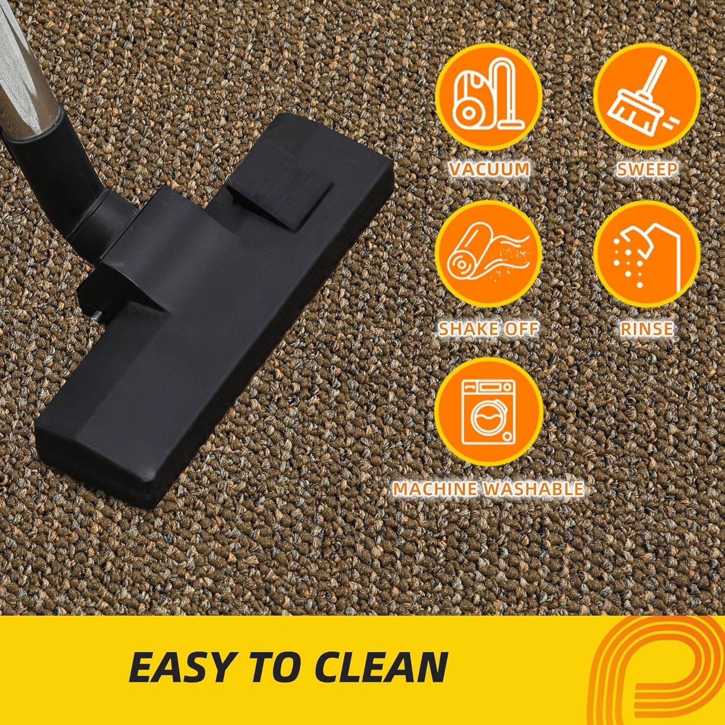 JSEI Dirt Trapper Door Mat 32"x48" Non-Slip Washable Entrance Mat, Dog Doormats, Absorbent & Fade-Resistant Floor Mats, Low Profile Welcome Mats for Entryway, Front Door, and Inside Entrance, Brown