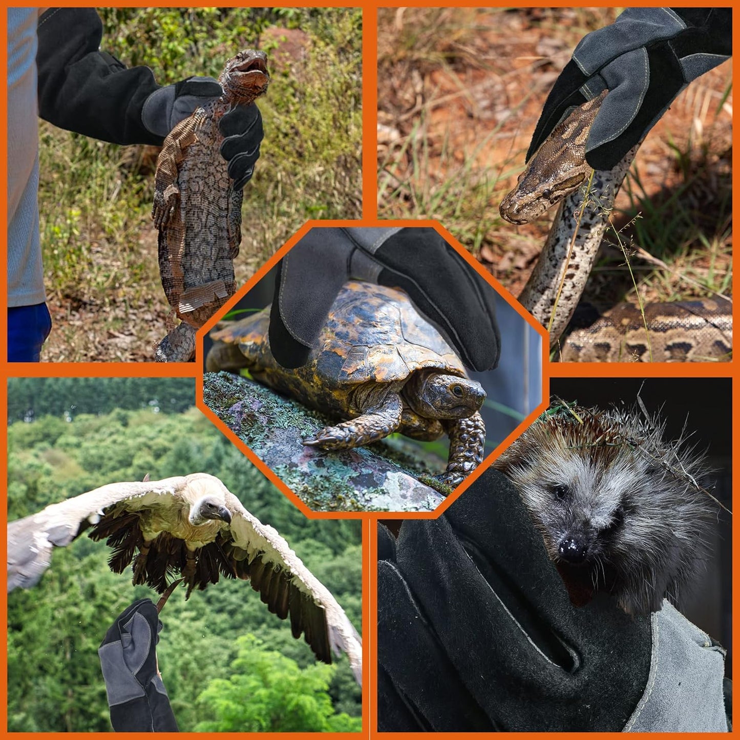 23.6 In Leather Welding Gloves for Animal Handling,Grabbing Reptile, Grooming,Trips to Vet,BBQ,Fireplace.Puncture & Scratch Resistant, Bite Proof for Cat Dog Bird Falcon Livestock Snake XL Black