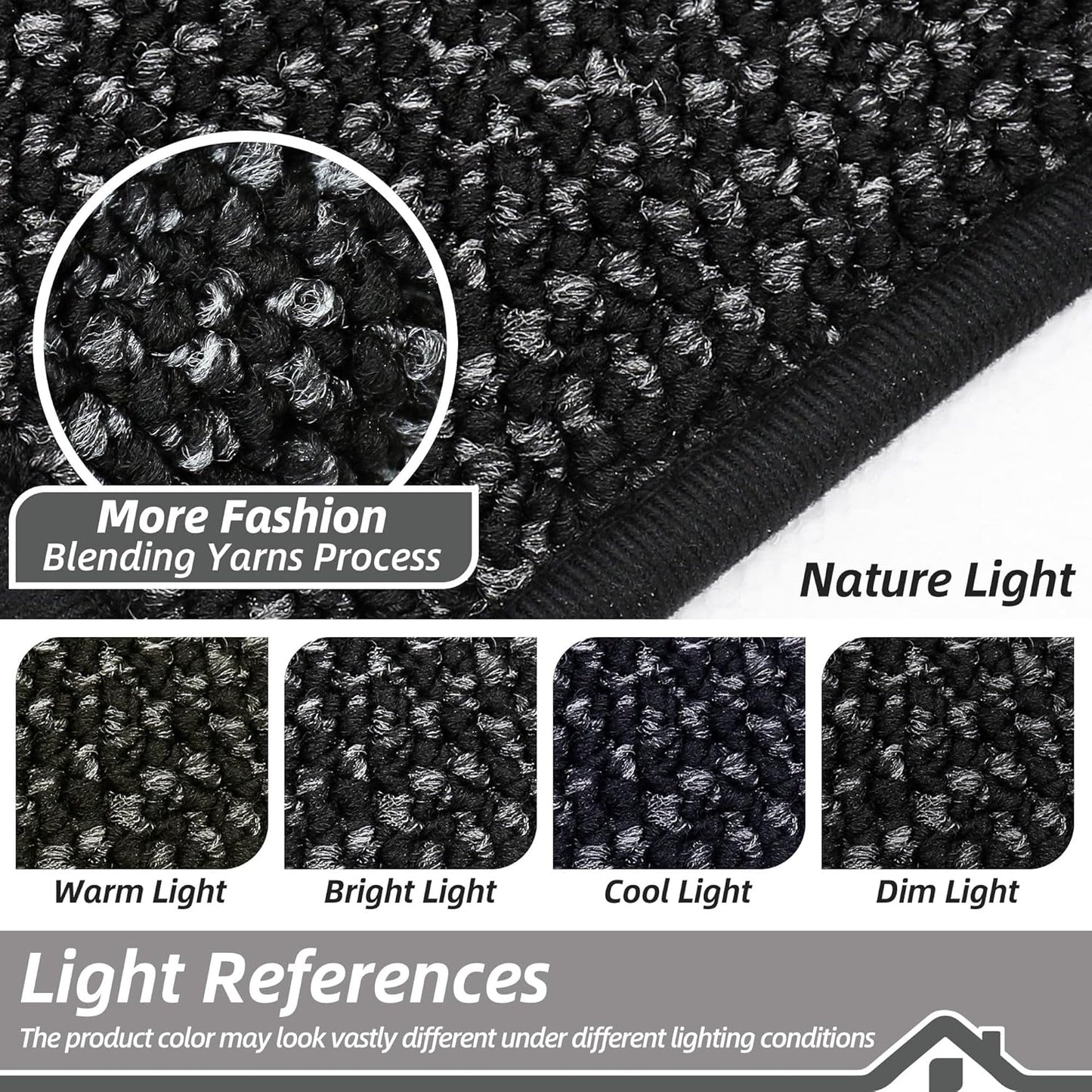 BEQHAUSE Kitchen Rugs 24"x36", Non-Slip Kitchen Mats for Floor, Super Absorbent and Stain Resistant Kitchen Rugs, Machine Washable Rugs for Kitchen, Hallway, Laundry & Sink, Black