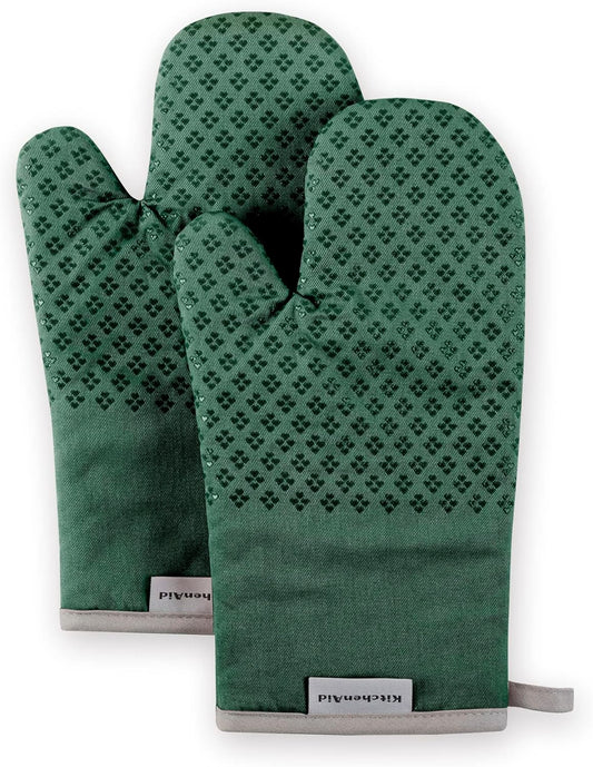 KitchenAid Asteroid Oven Mitt Set, 7"x12.5", Dark Green, 2 Piece