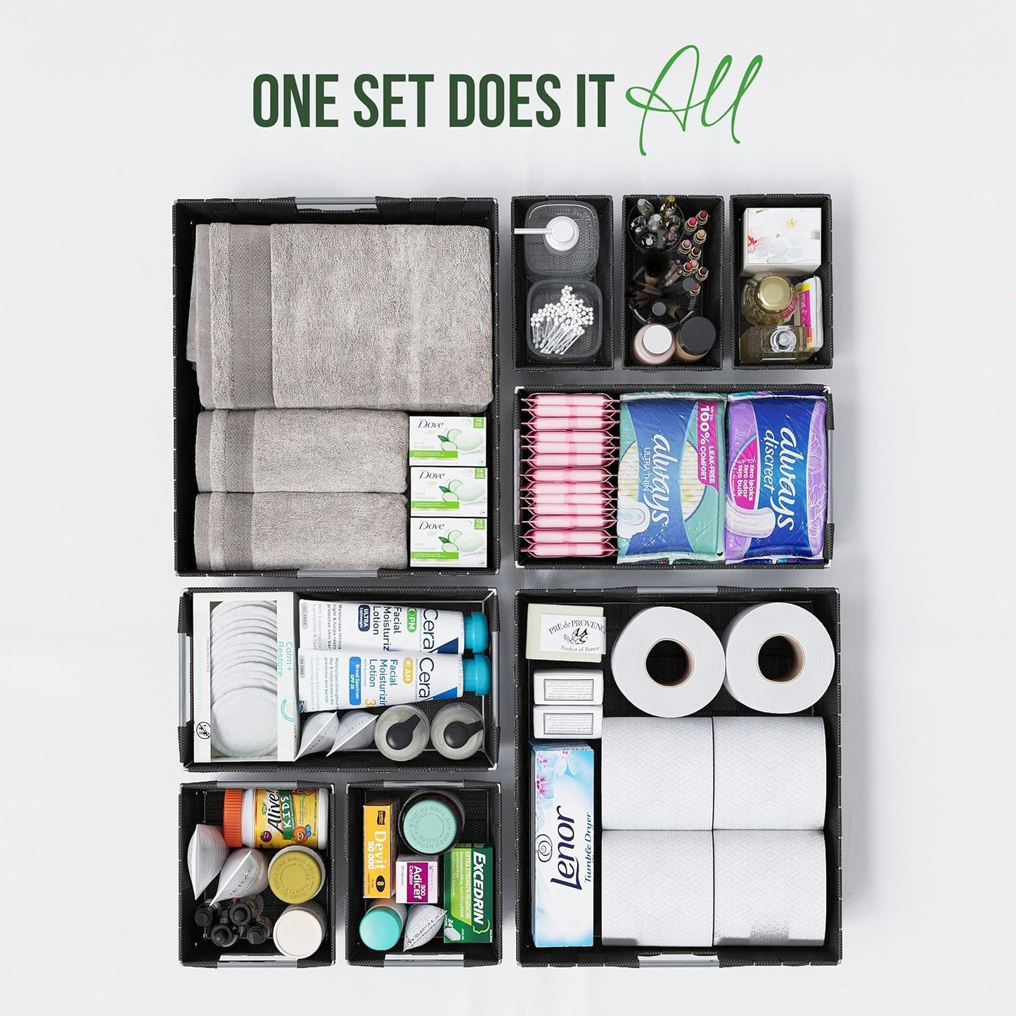 Baskets For Organizing Set Of 9 Black - Storage Baskets For Shelves - Perfect Closet Organizer Bins, Bathroom Basket, and Pantry Basket - Small Storage Bins For Shelves - Bin For Organization