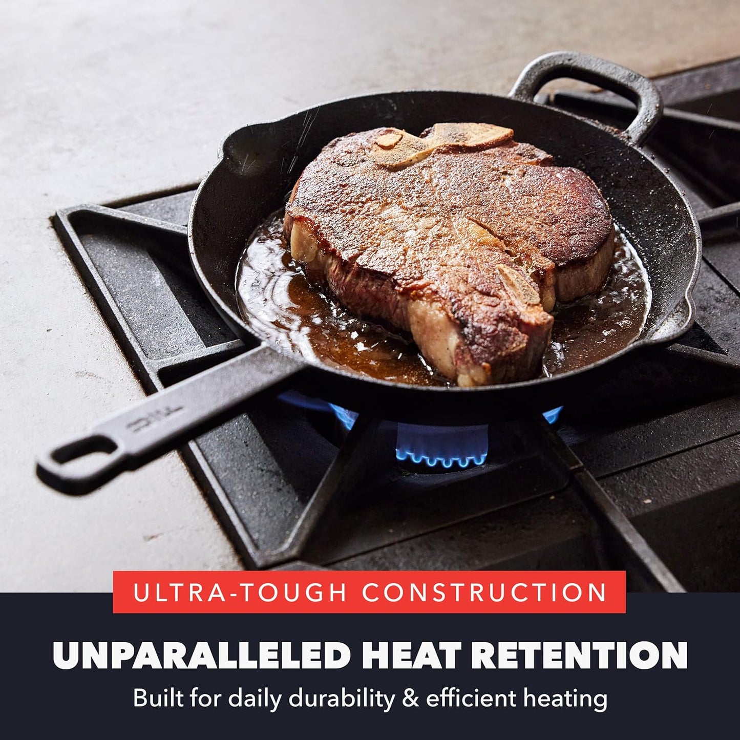 GreenPan x Bobby Flay 2 Piece Set (Includes 8”, 10”) Cast Iron Skillet, Pre-Seasoned PFAS-Free Frying Pan, Pour Spouts, Induction Compatible, Oven, Grill, Indoor/Outdoor, Durable, Black