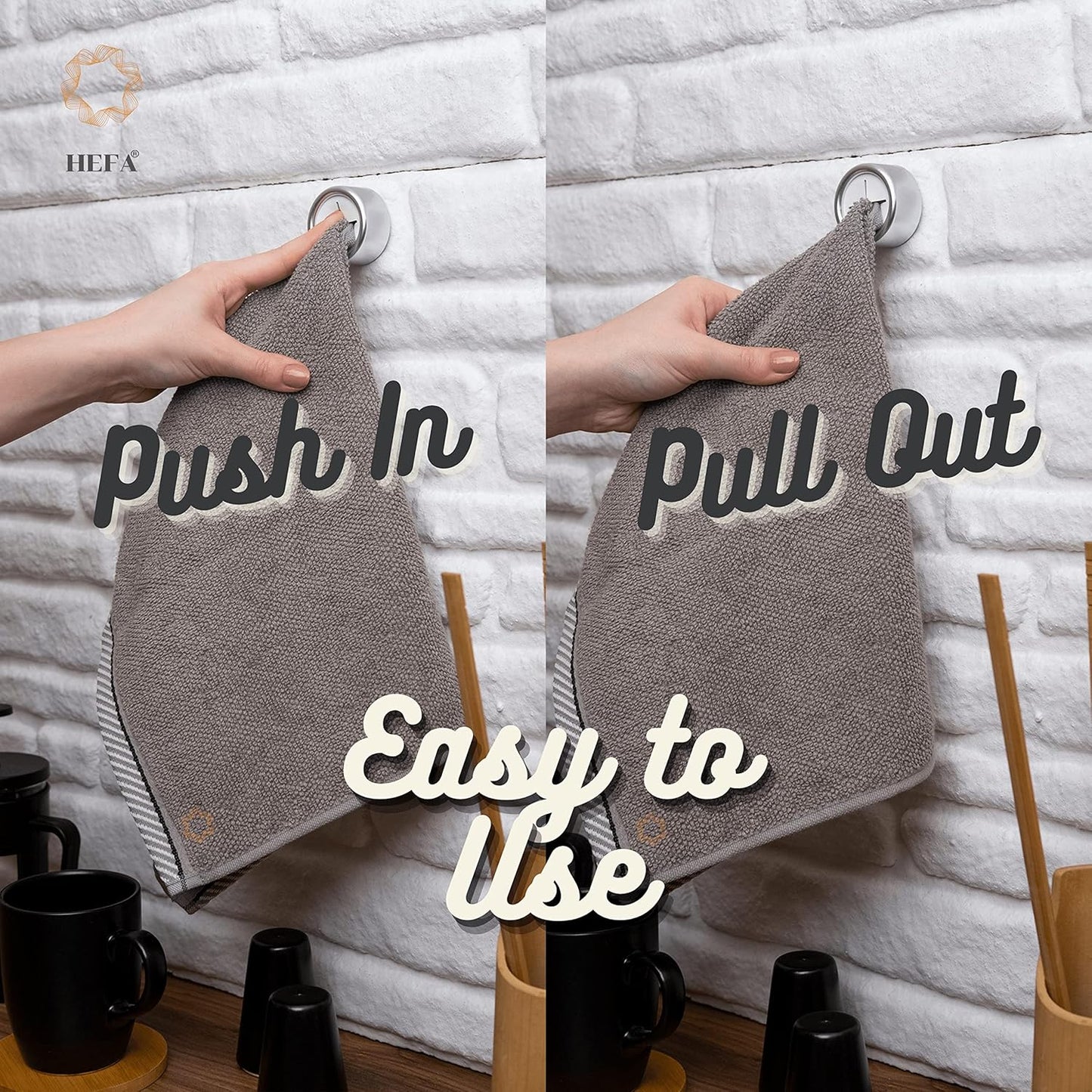 HEFA Towel Hooks, Towel Holder, Dish Towel Holder, Kitchen Organization, Kitchen Towel Hook, Kitchen Towel Holder, Hand Towel Holder, Kitchen Gadgets 8 Pack Eco