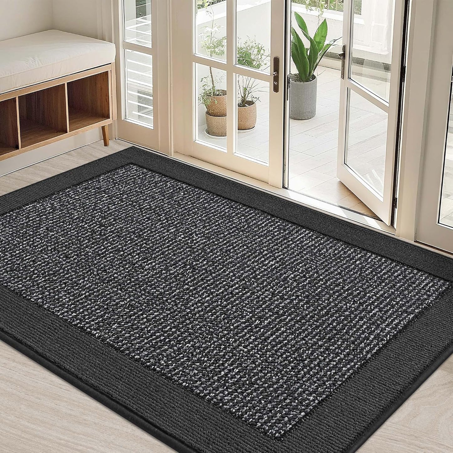 BEQHAUSE Indoor Door Mat 32" x 48", Dirt Trapper Door Mats Non-Slip Entryway Rugs Washable, Resist Dirt Absorbent Welcome Mat, Low Profile Floor Mats for Front Back Door and Entryway, Charcoal