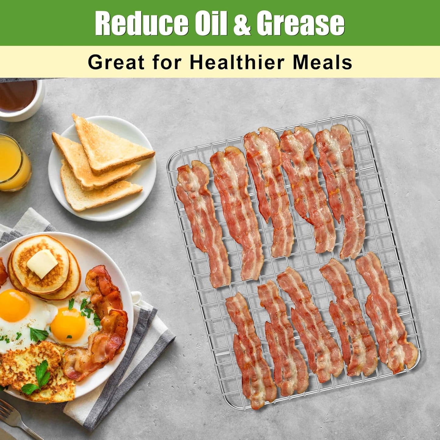 Homikit 2 Pack Cooling Rack Set, 9.75" x 7.5" Stainless Steel Baking Rack for Bacon Bread Pizza, Thick Metal Wire Oven Racks for Cooking Fit Small Toaster Oven Pan, Rust Free & Dishwasher Safe