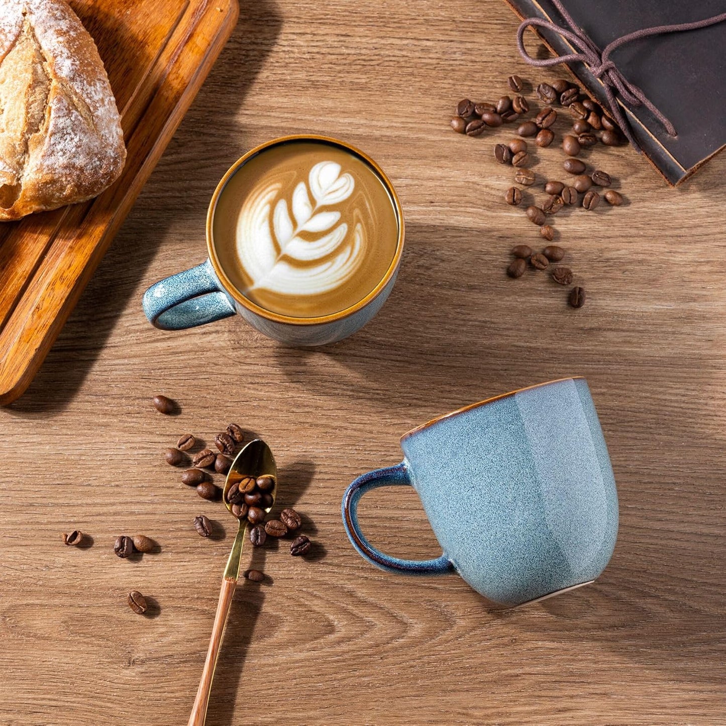 AmorArc 12oz Coffee Mugs, Ceramic Coffee Mugs set of 6 for Man, Woman, Dad, Mom, Modern Coffee Mugs with handle for Latte/Cappuccino/Milk/Cocoa. Dishwasher&Microwave Safe, Ocean Blue