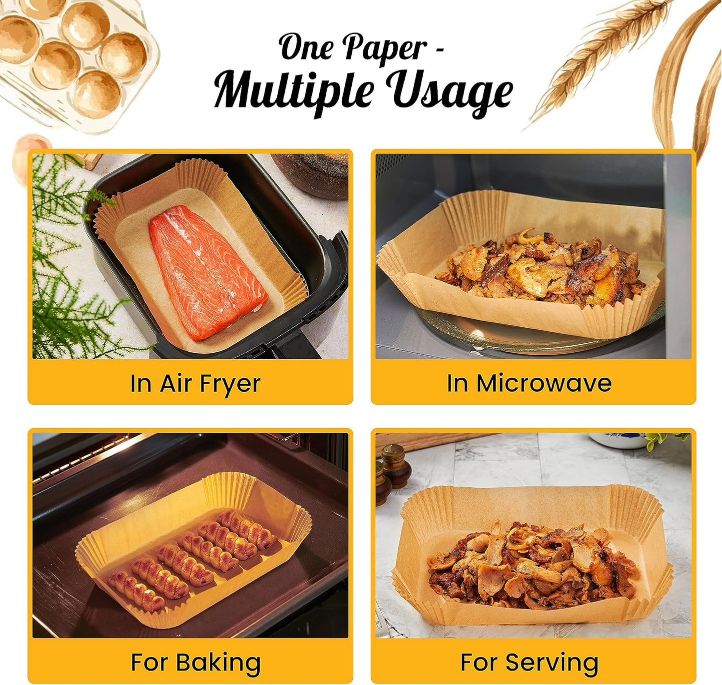 Air Fryer Liners for Ninja Foodi Dual – 125Pcs Disposable Parchment Paper for Ninja DZ201 DZ401, Instant Pot Vortex Plus, PowerXL Vortex – Non-Stick and Oil Proof for Easy Cleanup by Baker's Signature