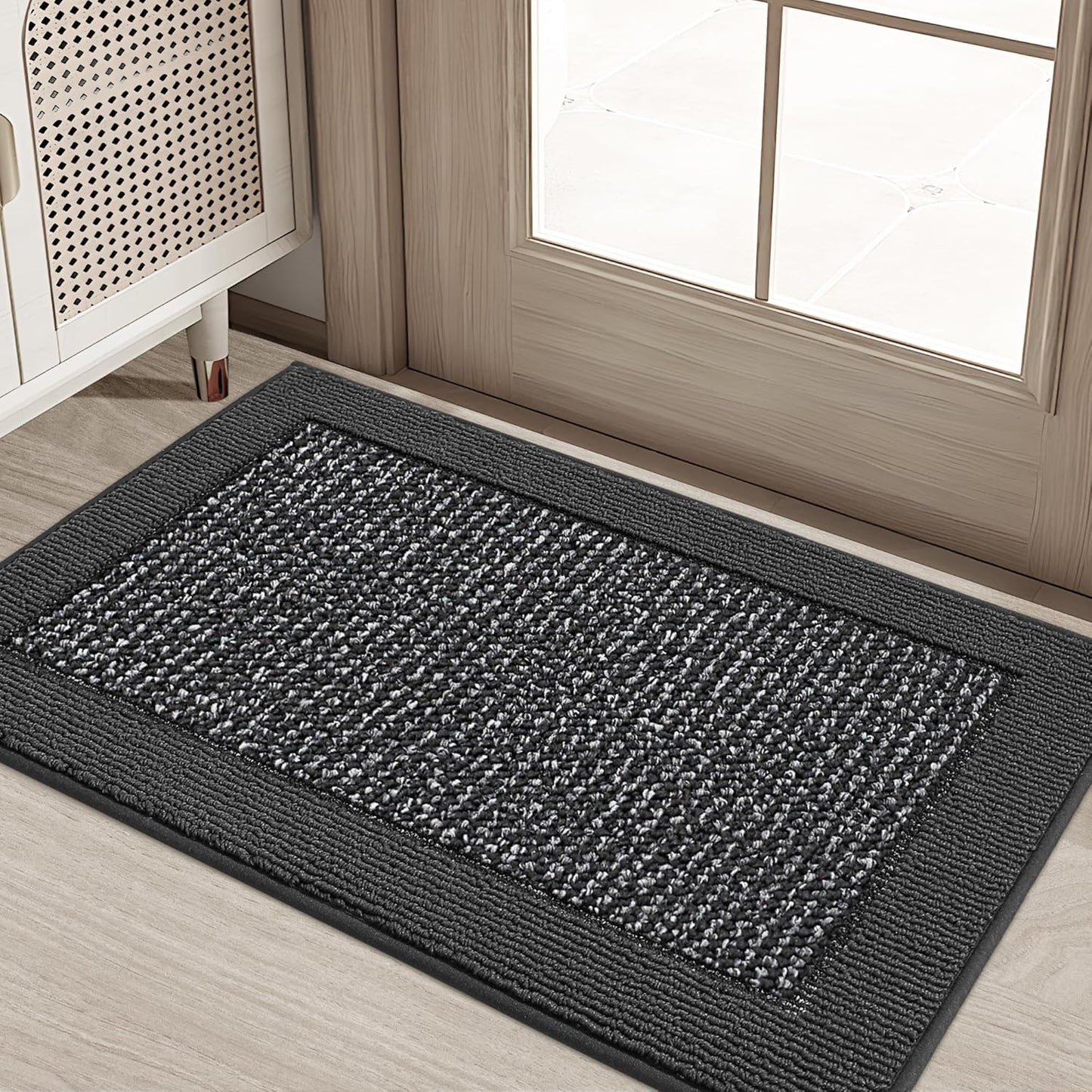 BEQHAUSE Indoor Door Mat 20" x 32", Dirt Trapper Door Mats Non-Slip Entryway Rugs Washable, Resist Dirt Absorbent Welcome Mat, Low Profile Floor Mats for Front Back Door and Entryway, Charcoal