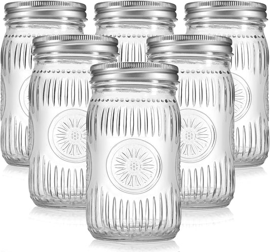 6 Pack 32 oz Wide Mouth Mason Jars with Airtight Lids - Glass Canning Jars for Food Preservation, Storage, Pickling, Crafts & DIY Projects, Durable Quart Glass Jars Dishwasher Safe
