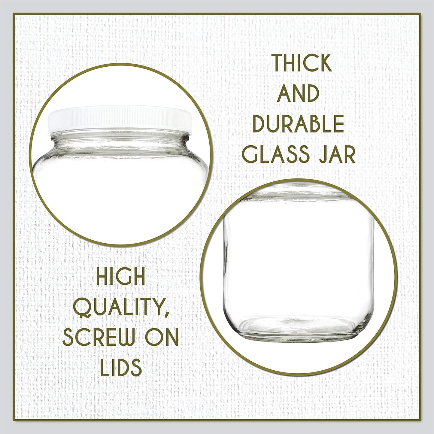 kitchentoolz 6 Pack of Half Gallon Mason Jars - Wide Mouth with Airtight Lid - Safe Container for Fermenting, Pickling, and Storing